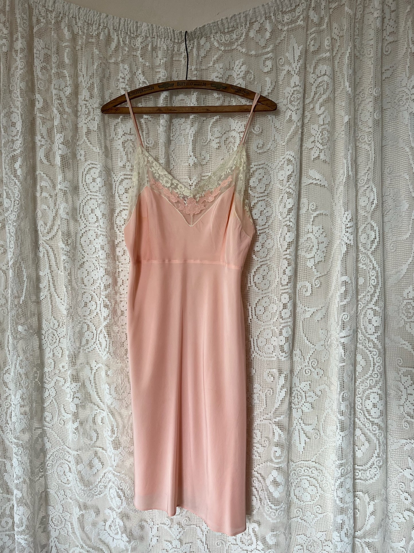 1930s Pink + Cream Lace Slip