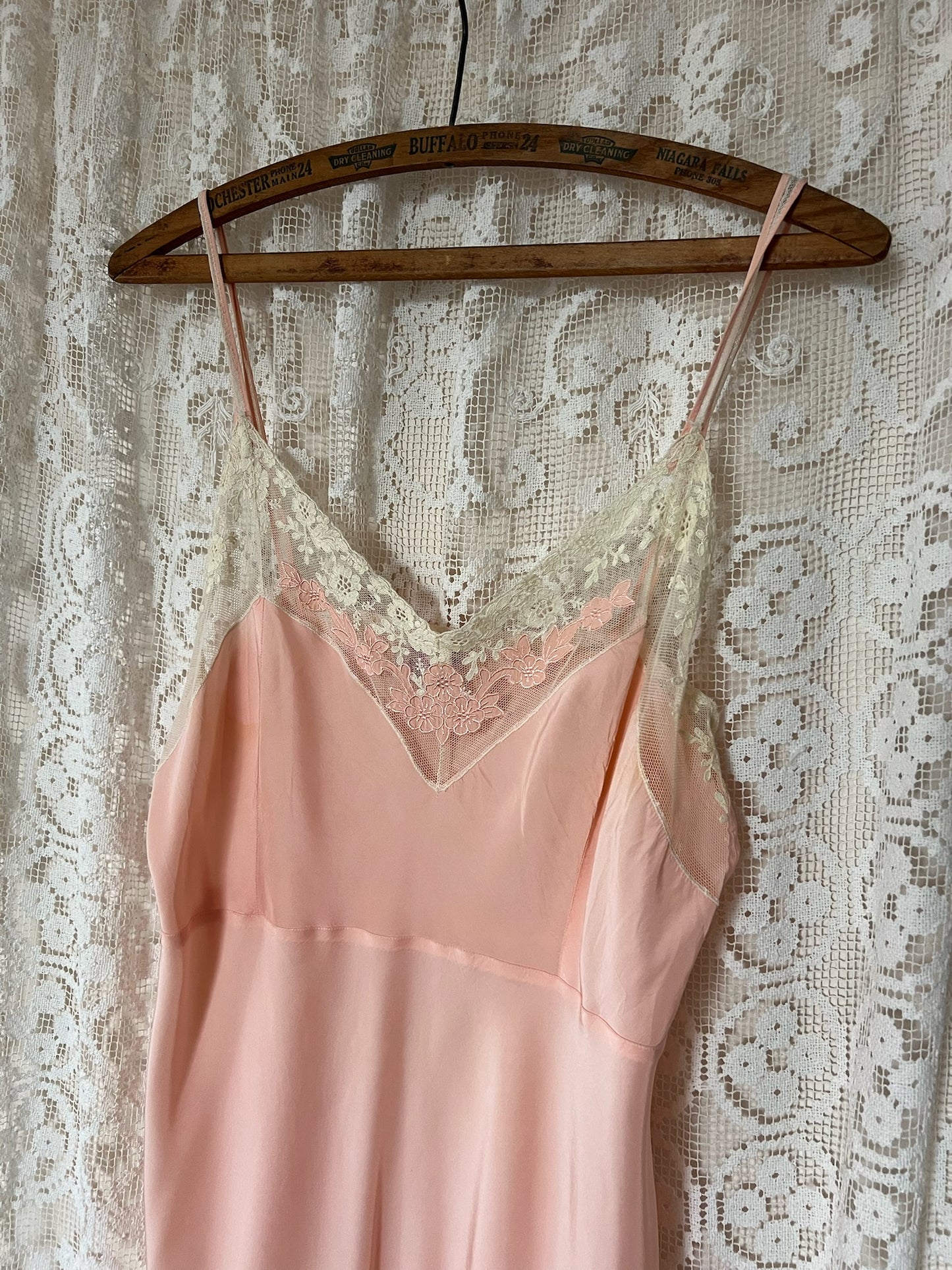 1930s Pink + Cream Lace Slip