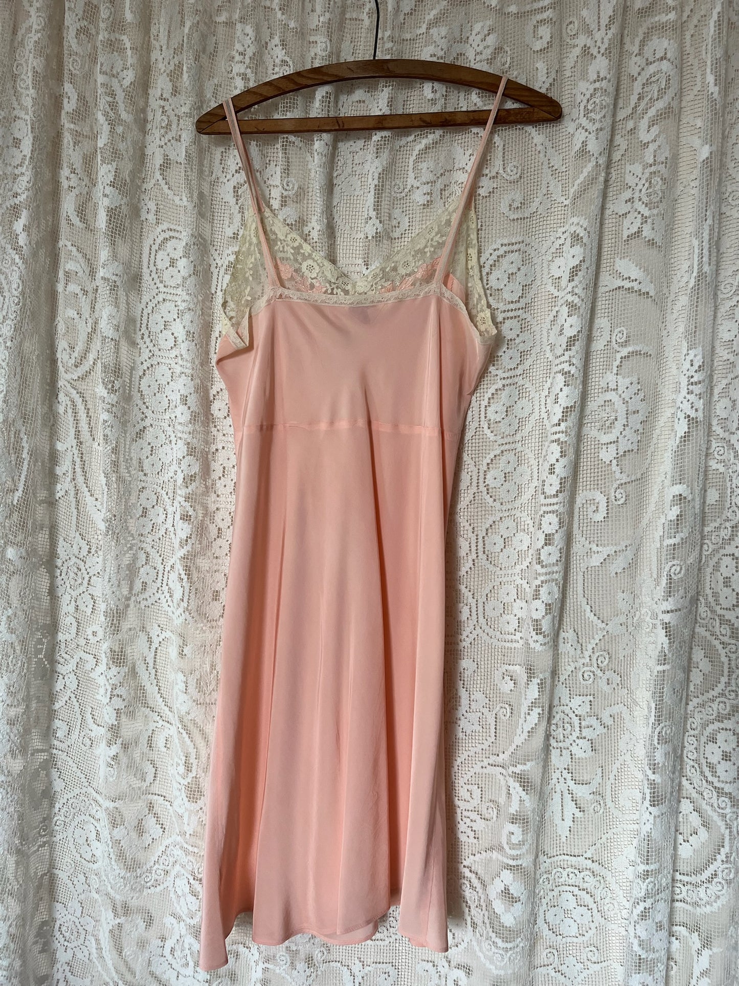 1930s Pink + Cream Lace Slip