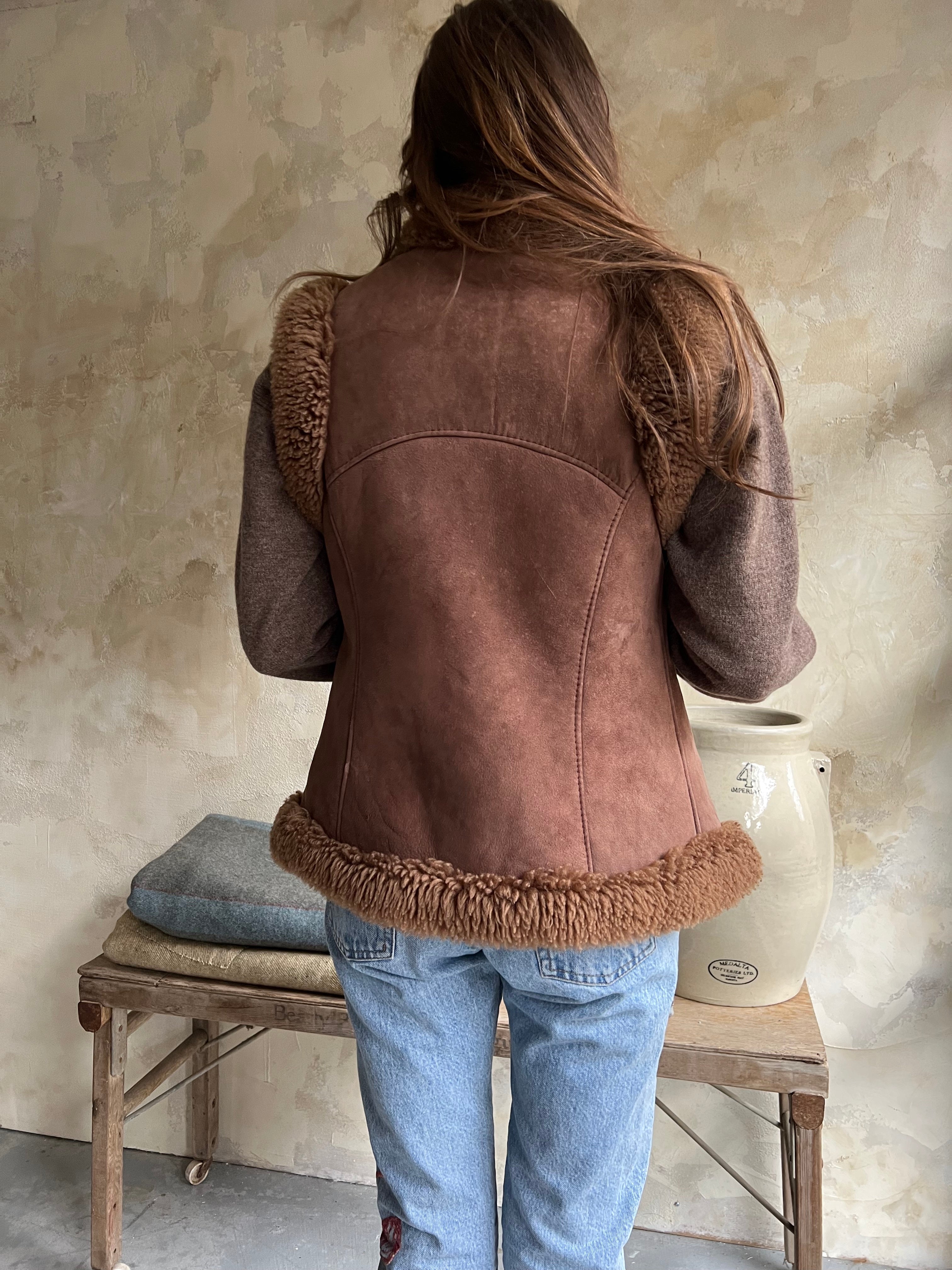 Chocolate Brown Shearling Vest