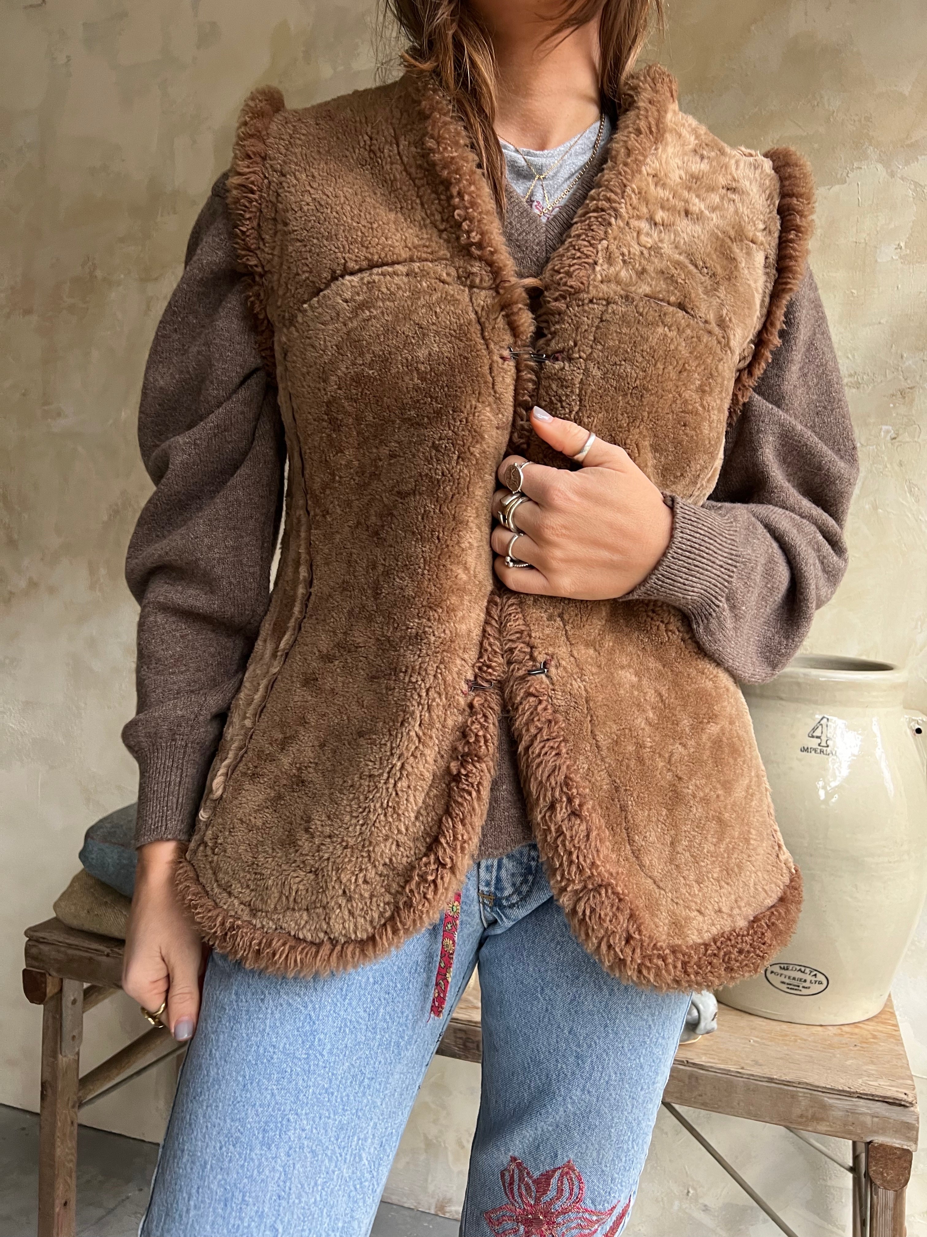 Chocolate Brown Shearling Vest