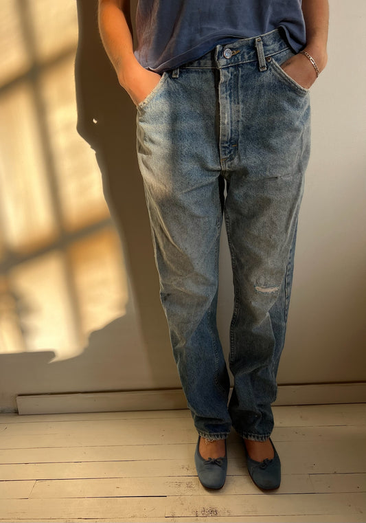 Medium Wash Mended Lee Jeans