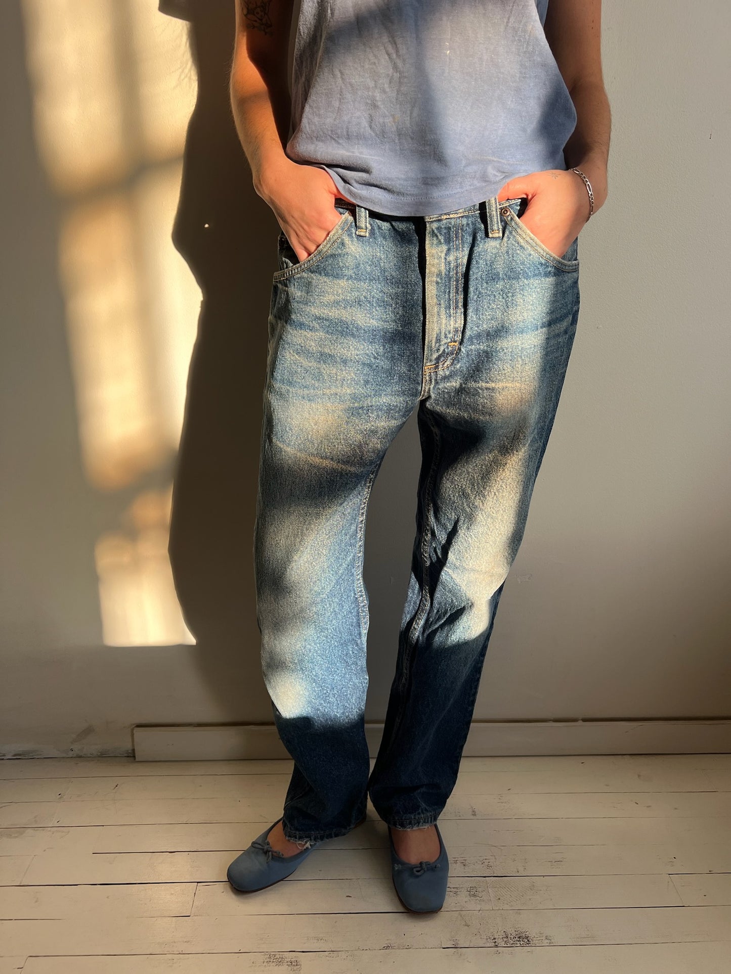 Dark Wash Faded Lee Denim