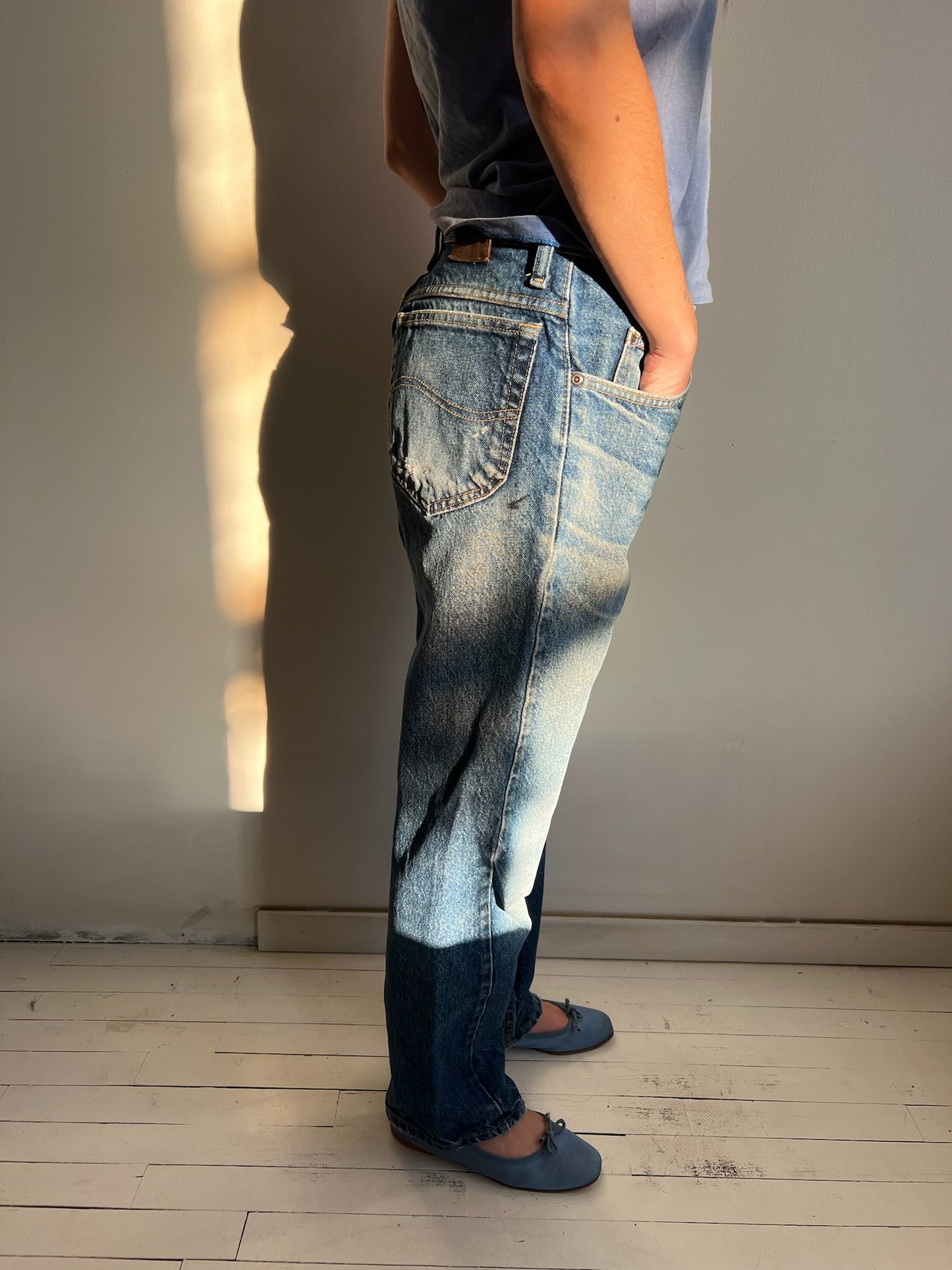 Dark Wash Faded Lee Denim