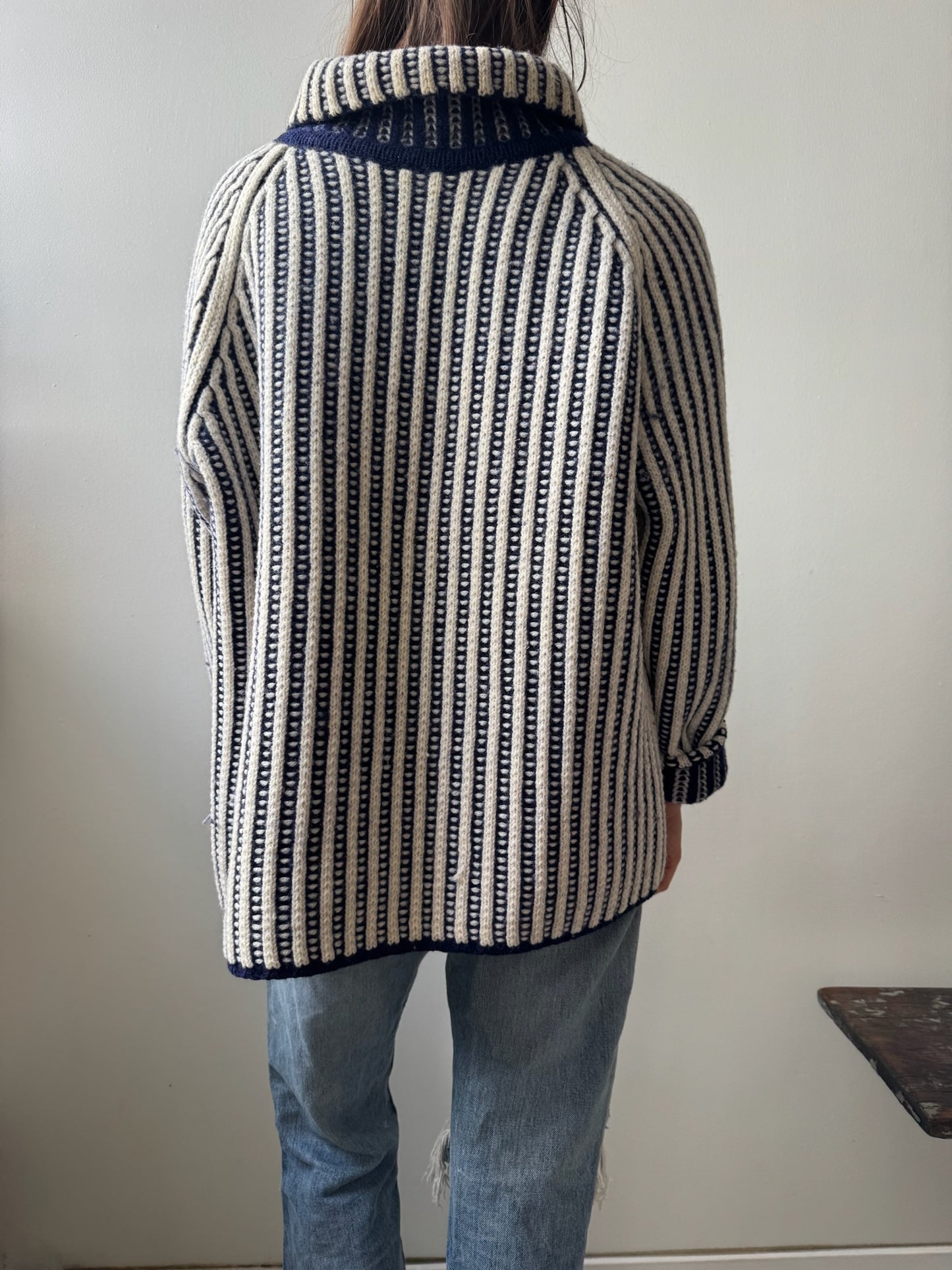 Reversible Navy + Cream Ribbed Knit