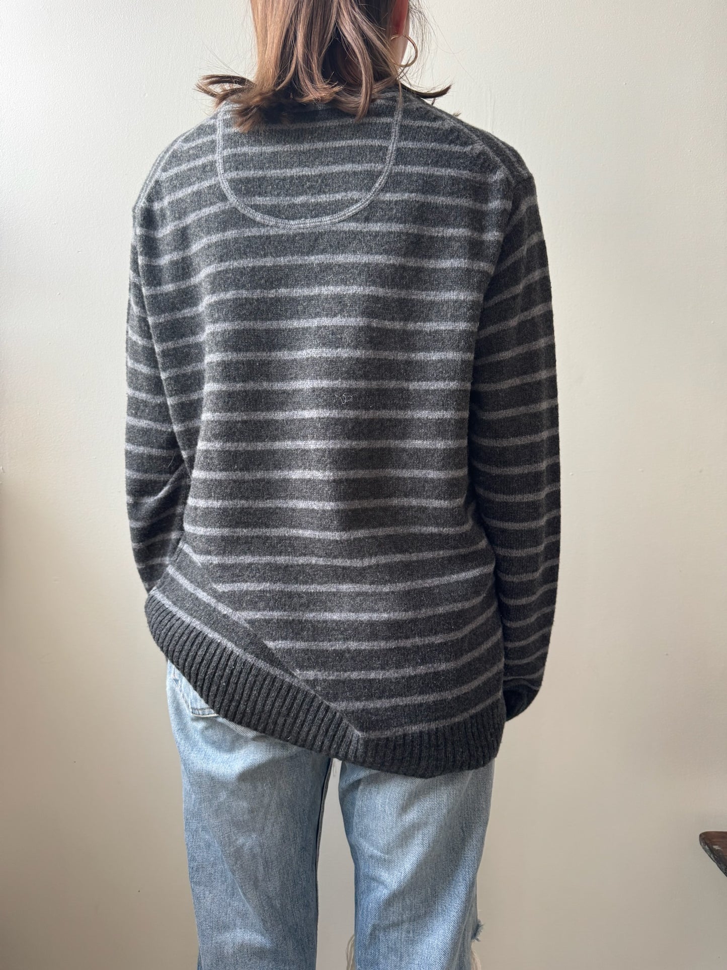 Striped Lambswool V-neck Sweater