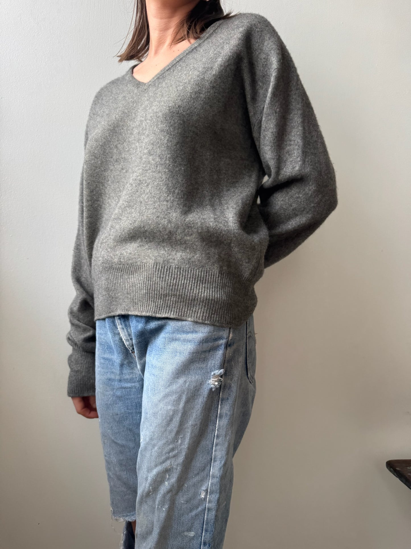 Grey V-neck Pullover