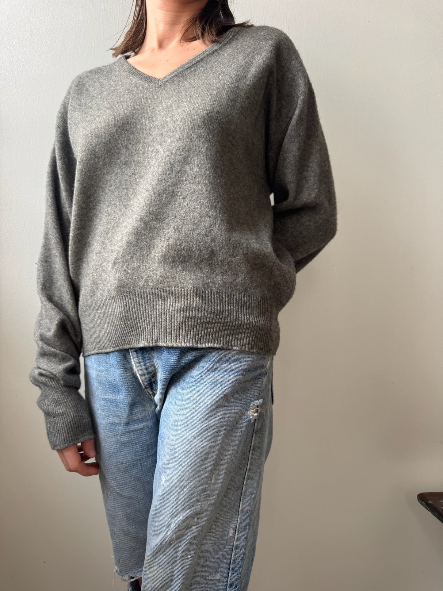 Grey V-neck Pullover