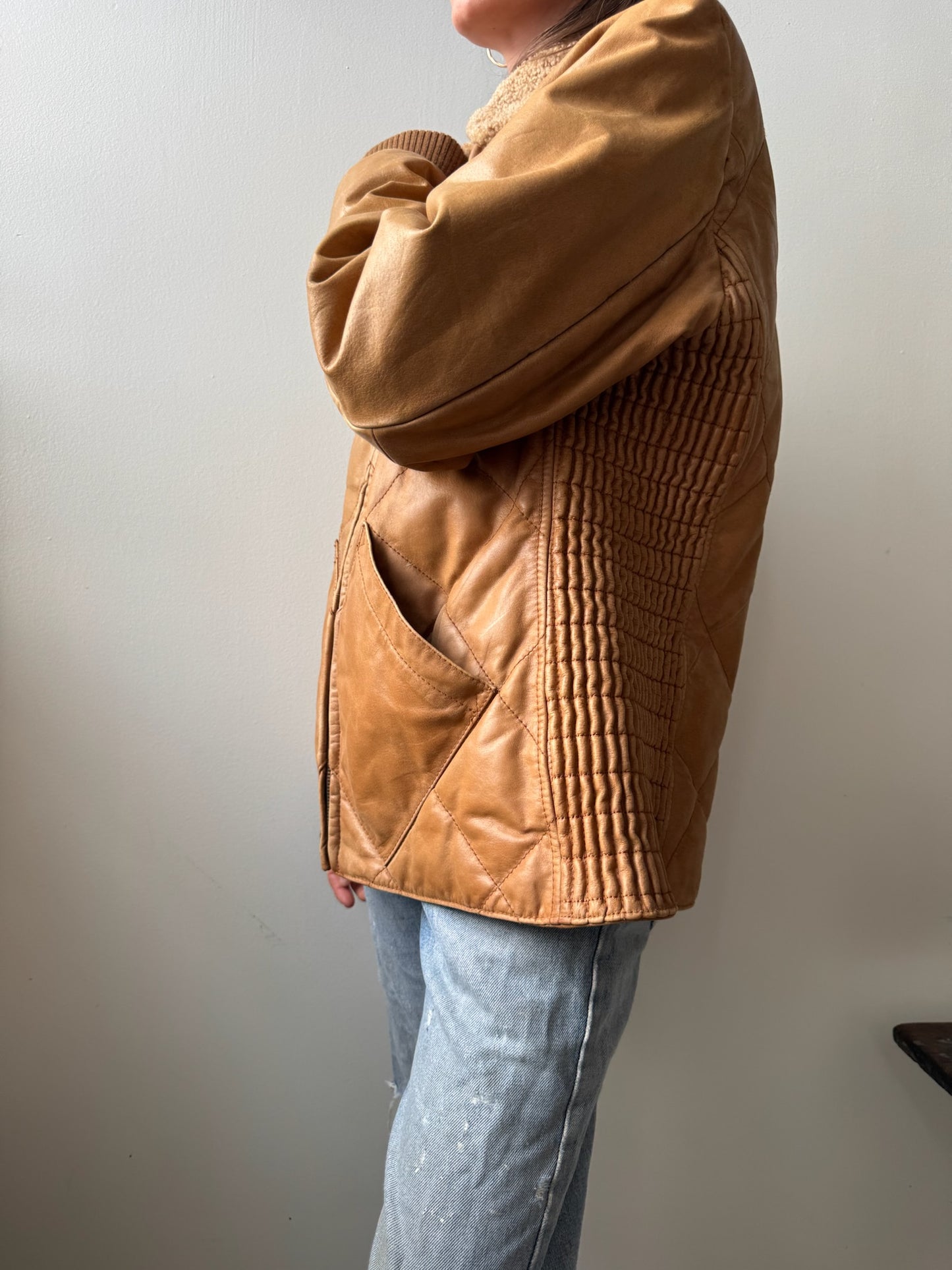 Quilted Leather Bomber Jacket