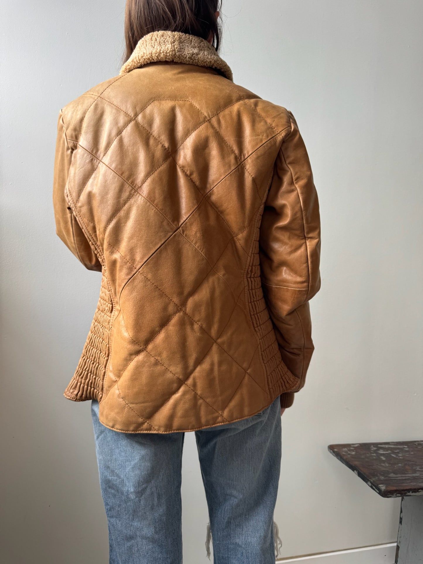 Quilted Leather Bomber Jacket