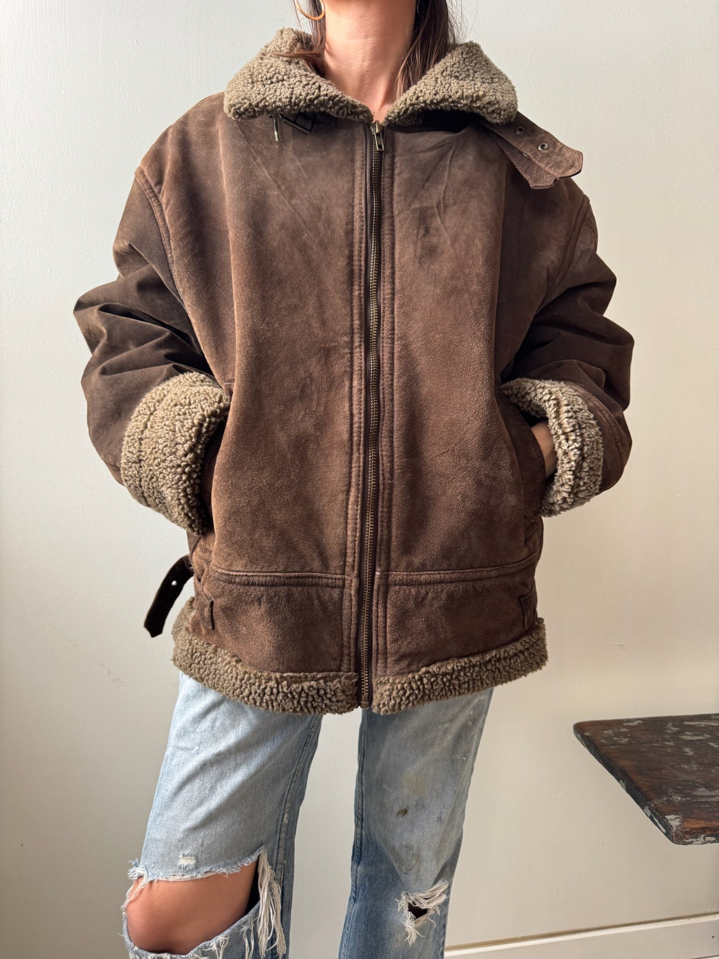 Chocolate Brown Shearling Jacket