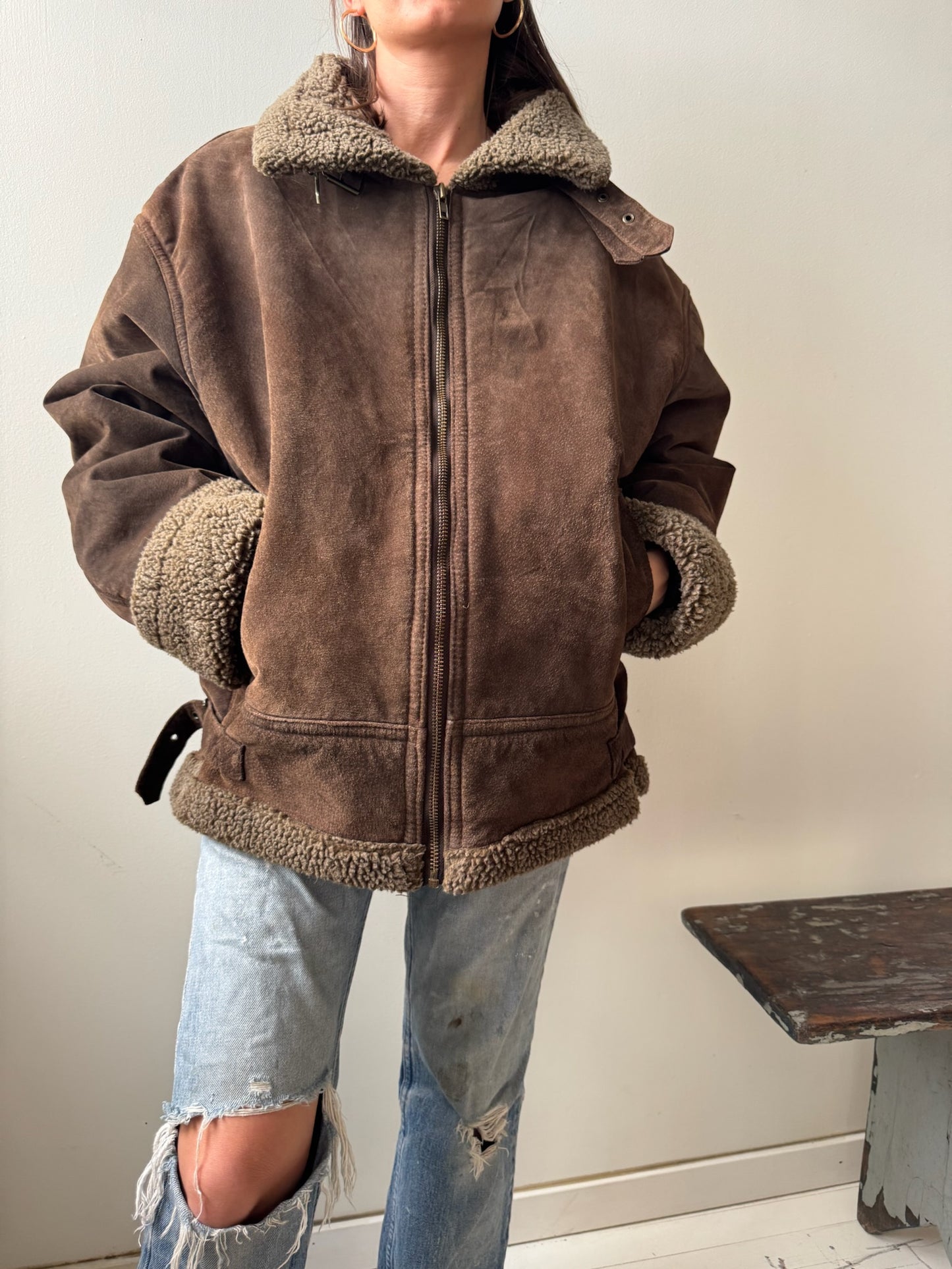 Chocolate Brown Shearling Jacket