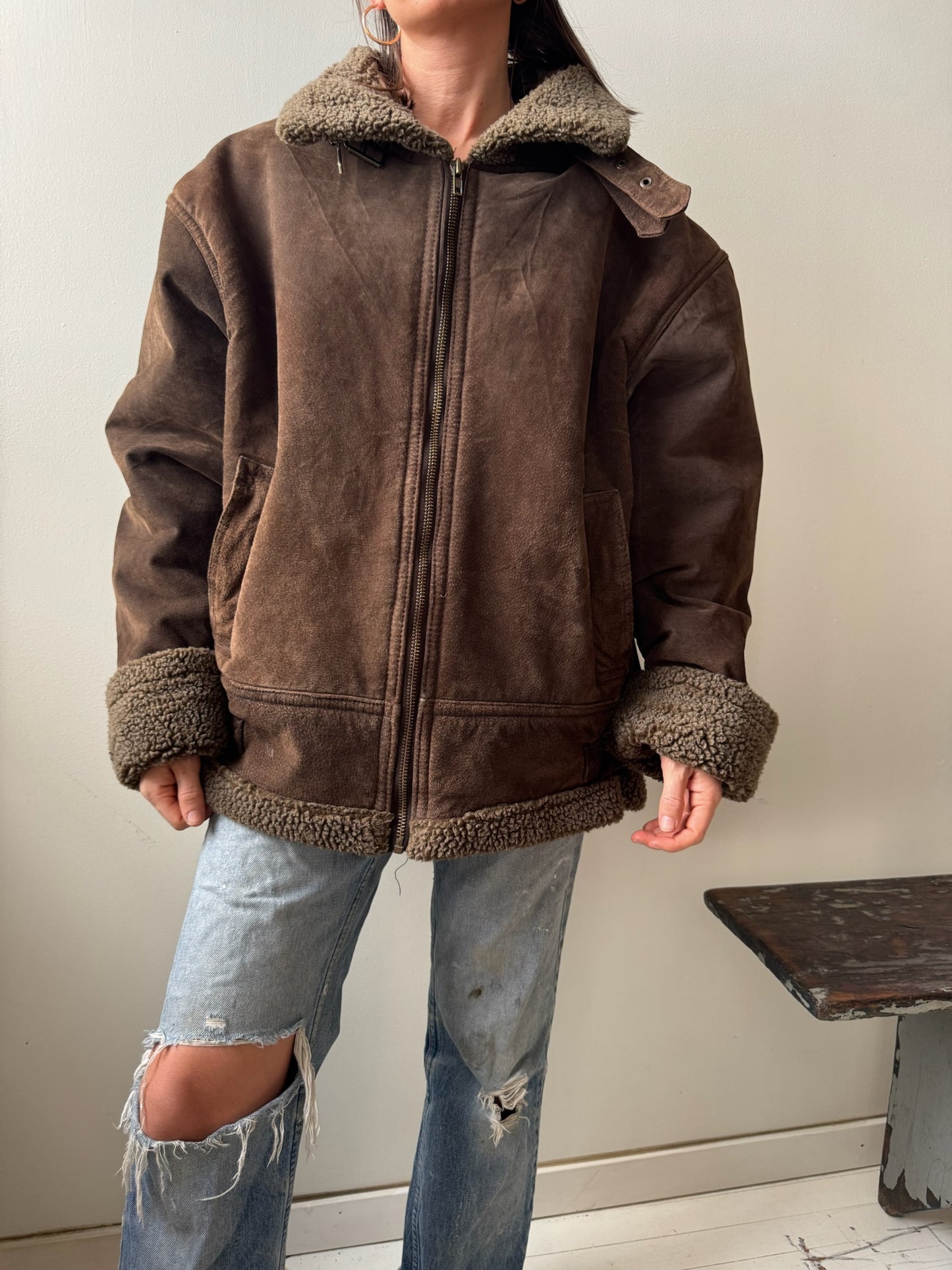 Chocolate Brown Shearling Jacket