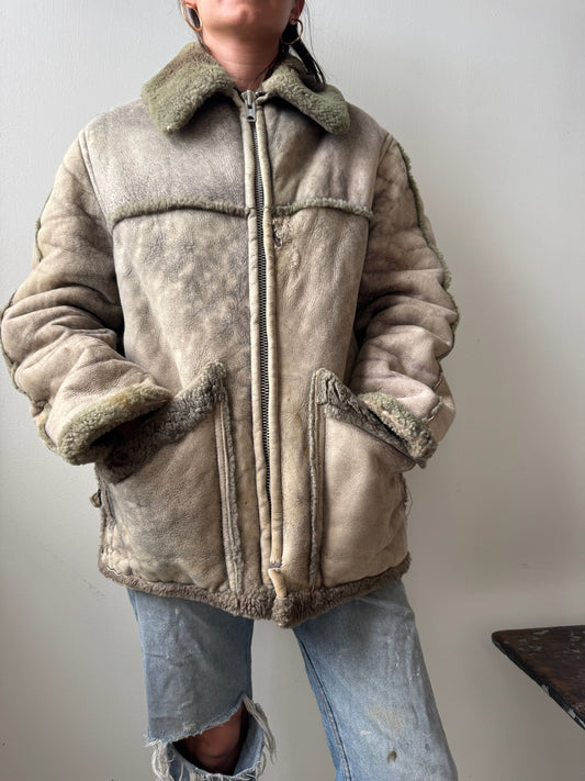 Faded Green Shearling Jacket