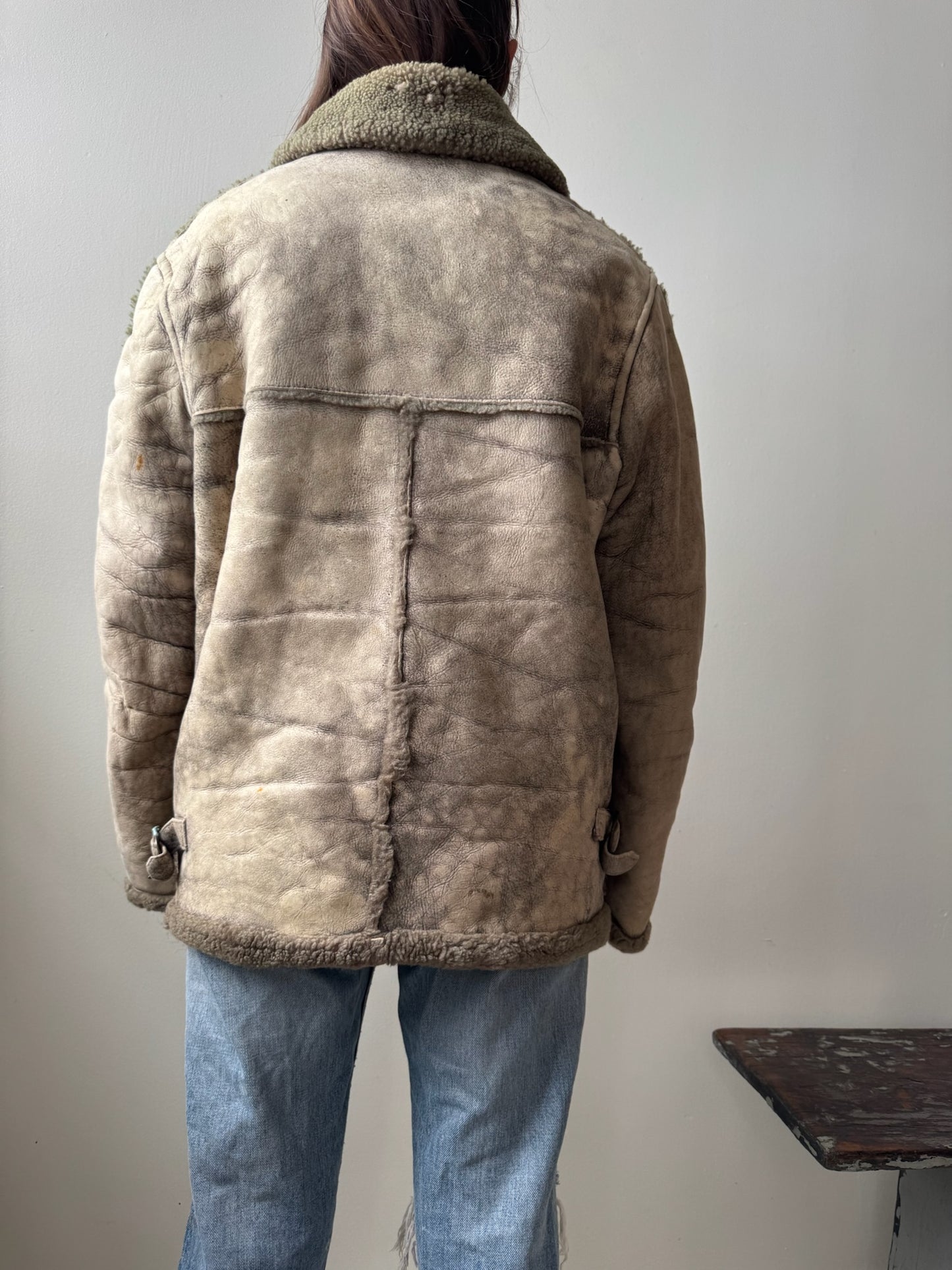 Faded Green Shearling Jacket