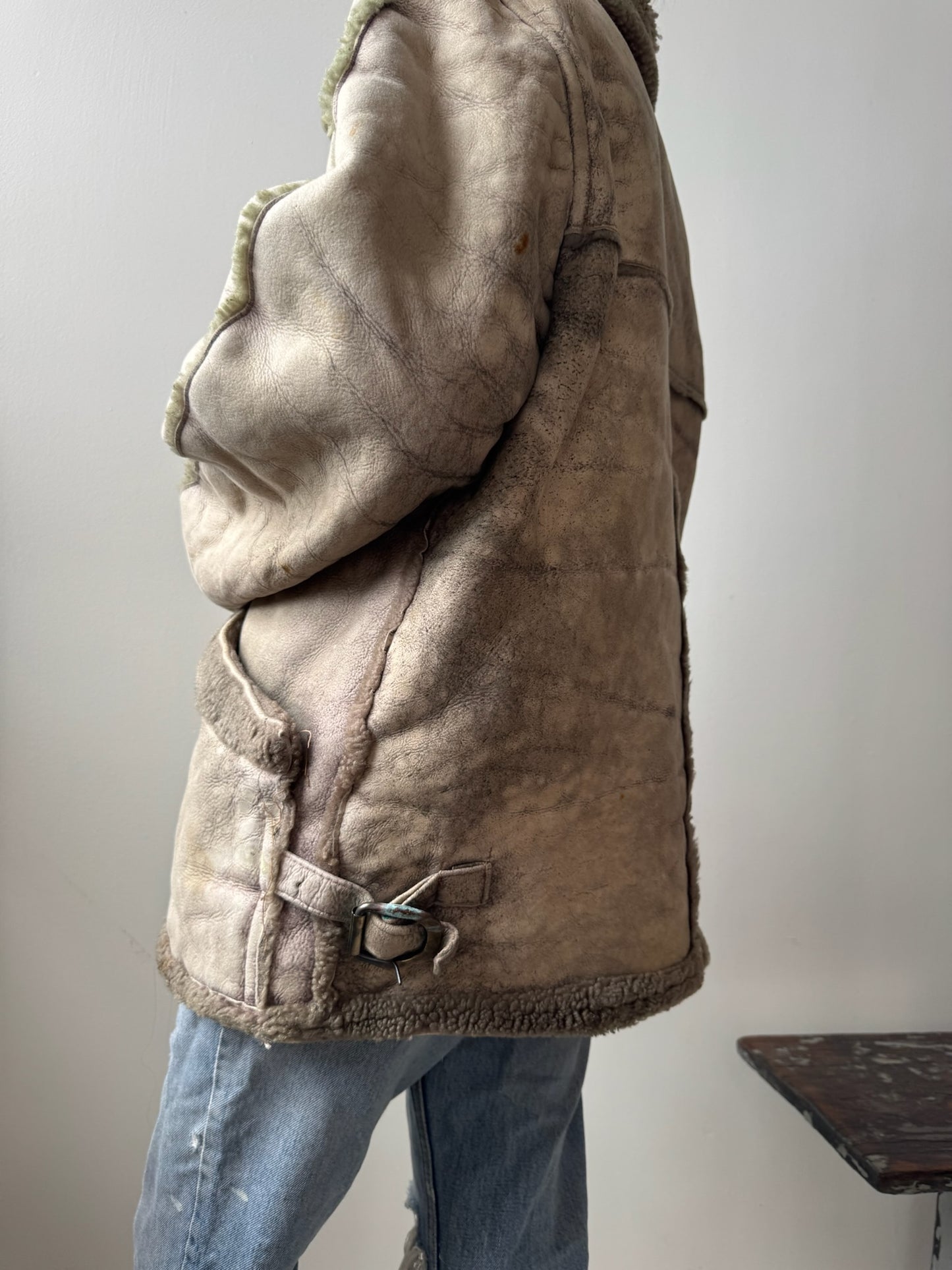 Faded Green Shearling Jacket