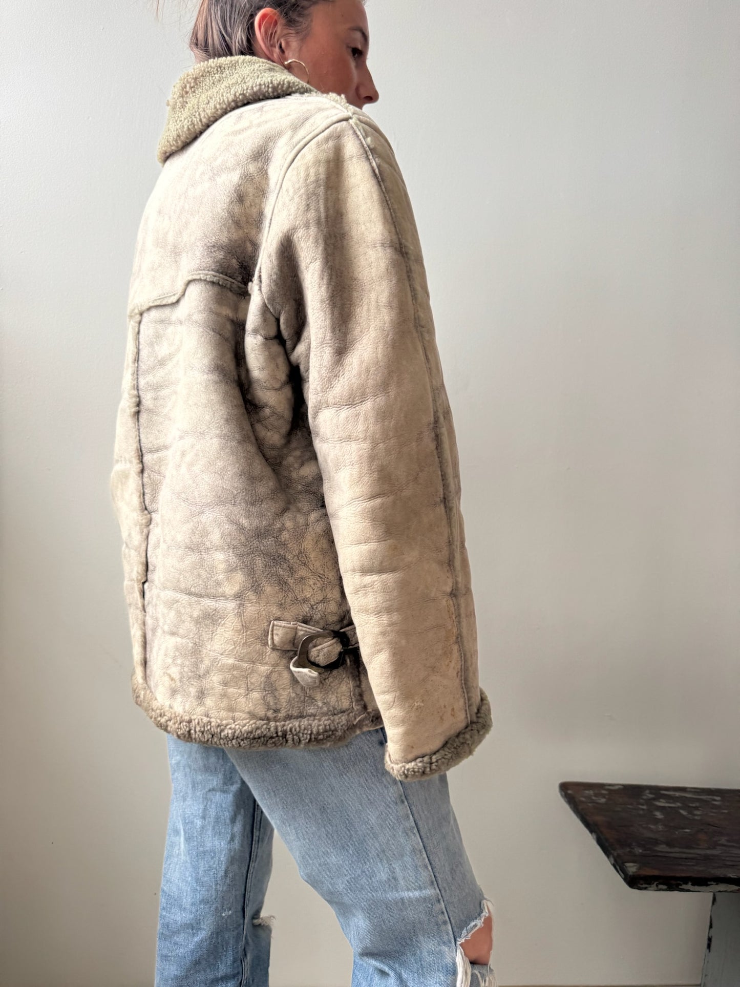 Faded Green Shearling Jacket