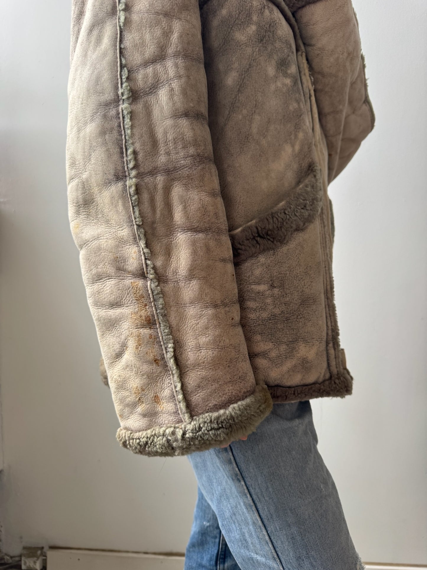 Faded Green Shearling Jacket