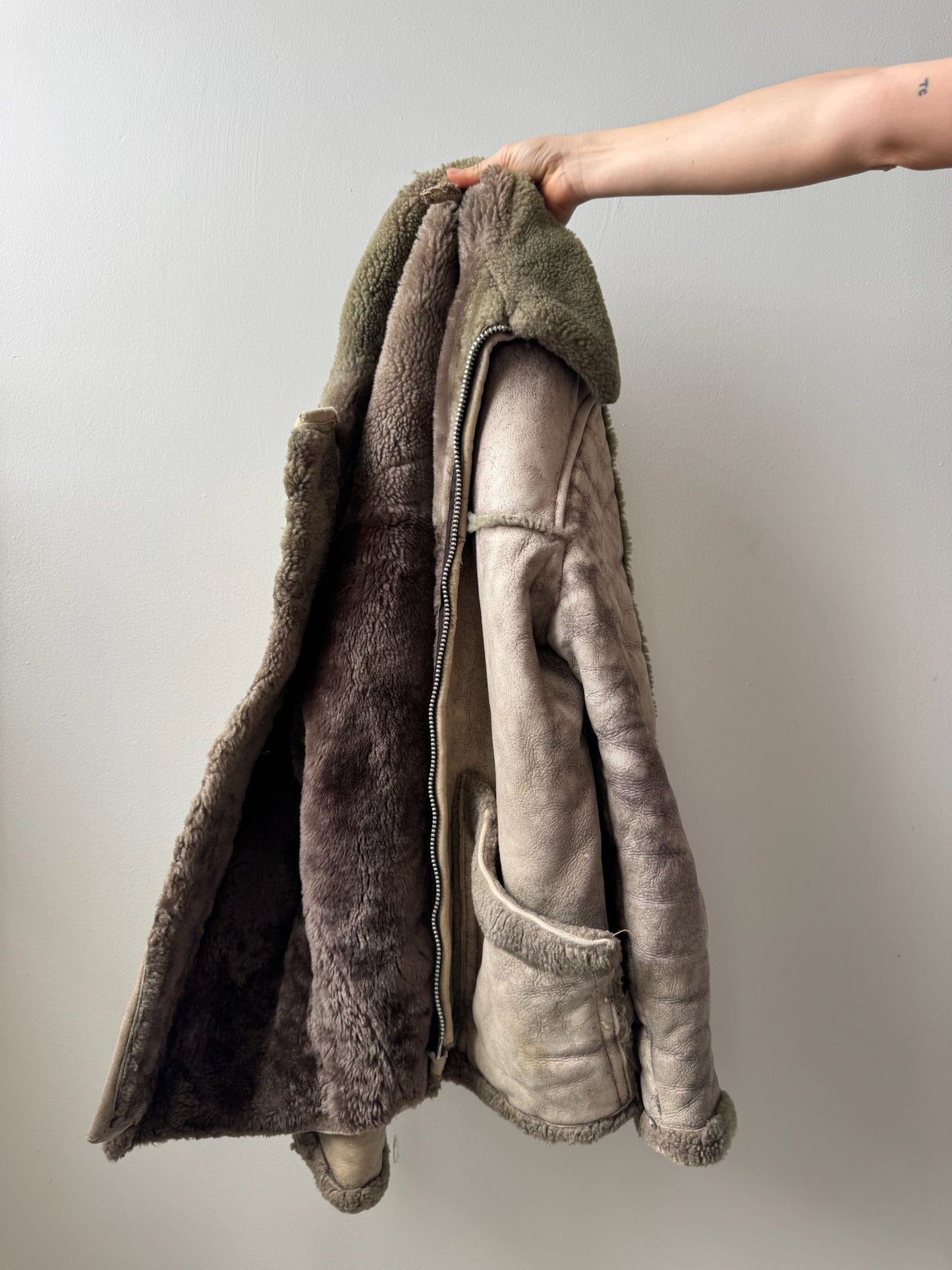 Faded Green Shearling Jacket