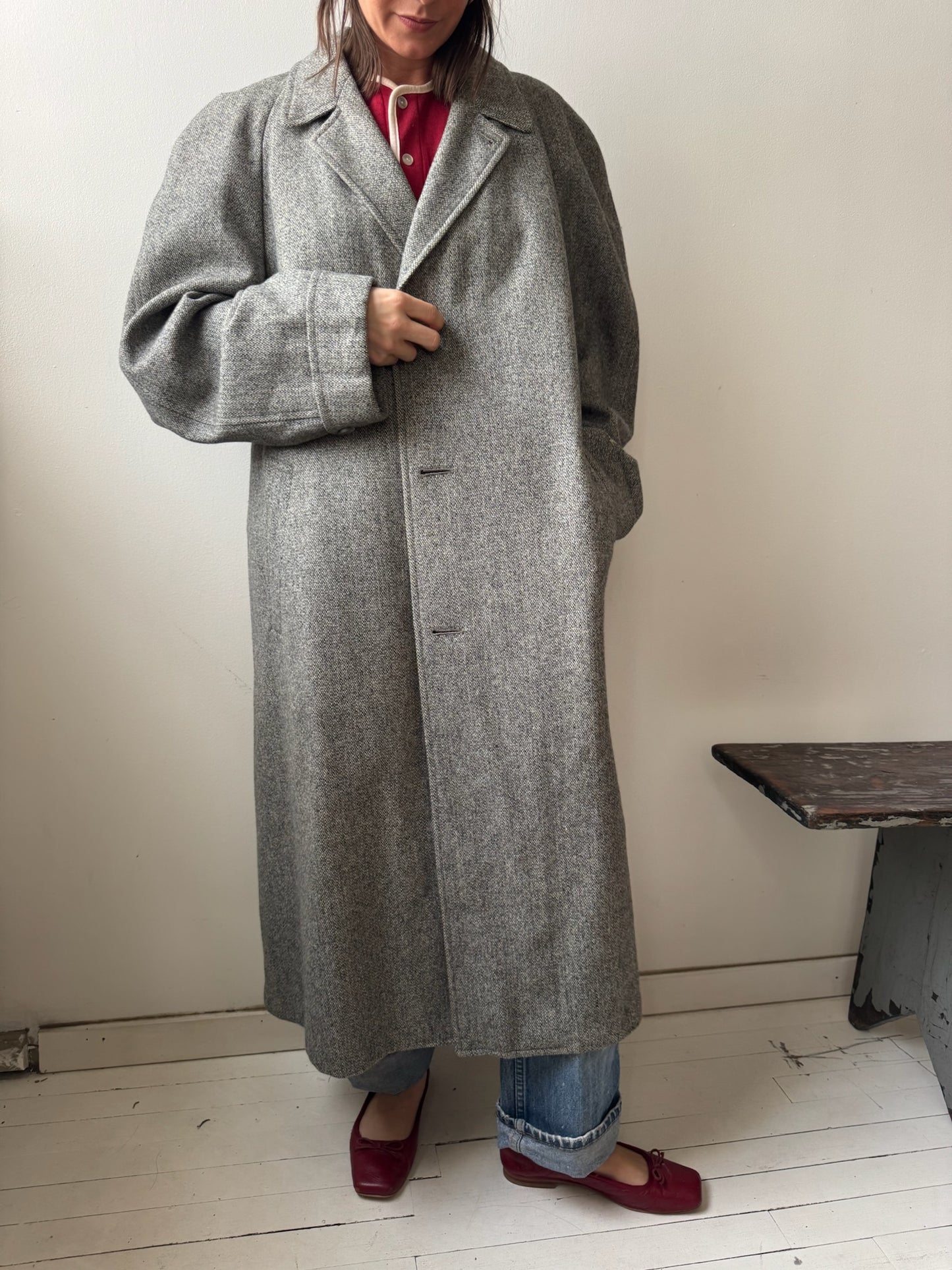 Salt and Pepper Wool Trenchcoat