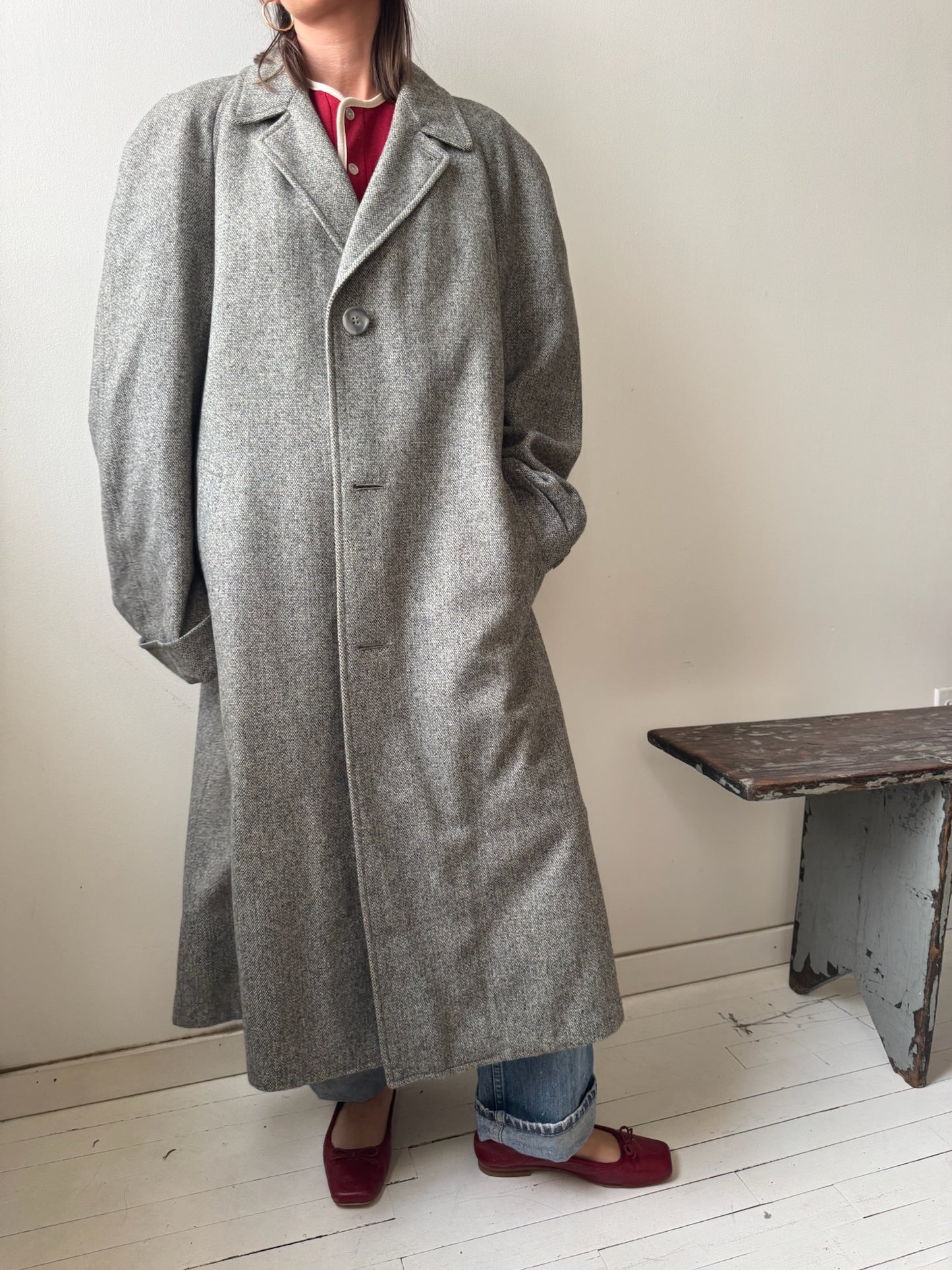 Salt and Pepper Wool Trenchcoat