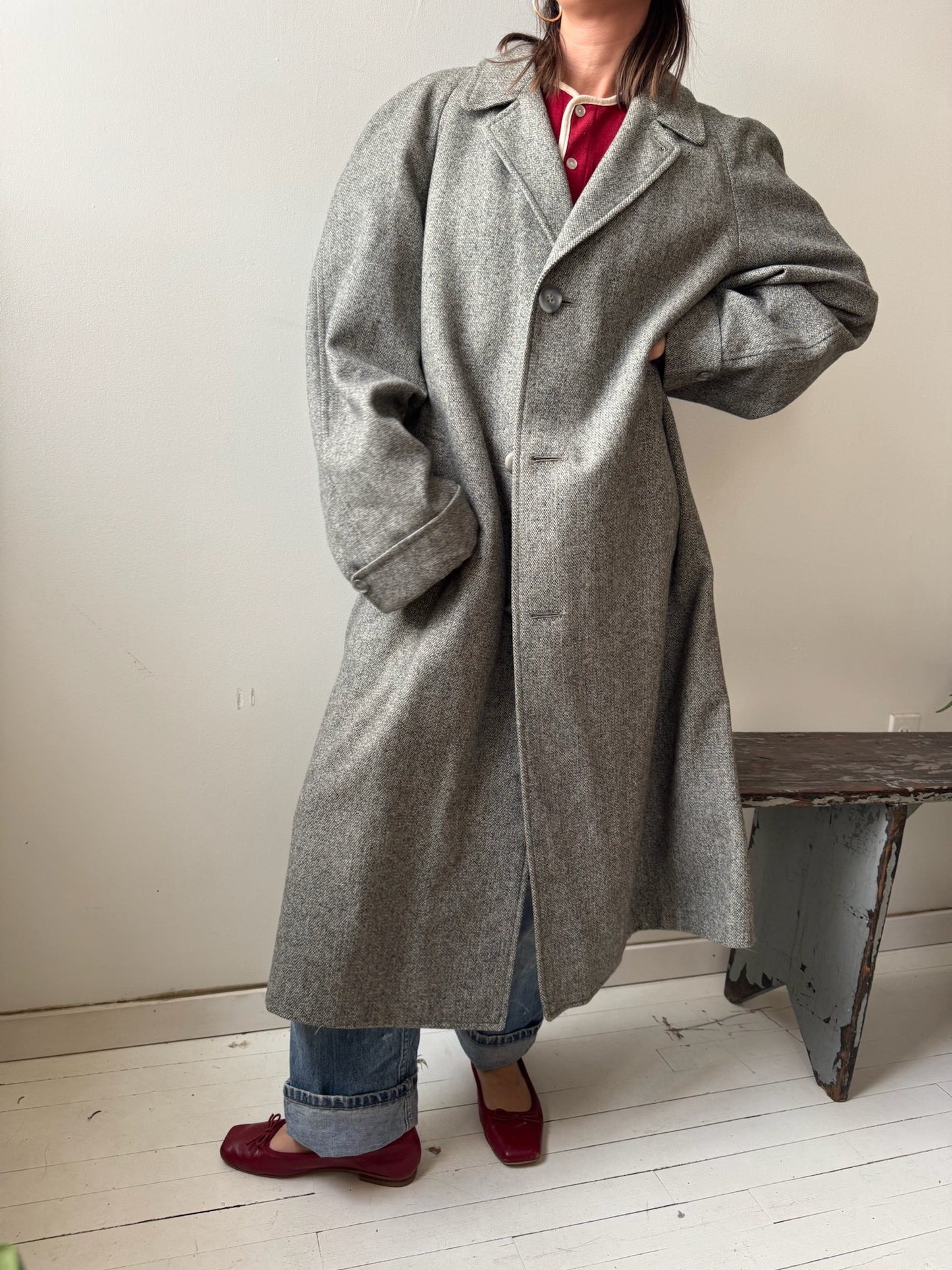 Salt and Pepper Wool Trenchcoat