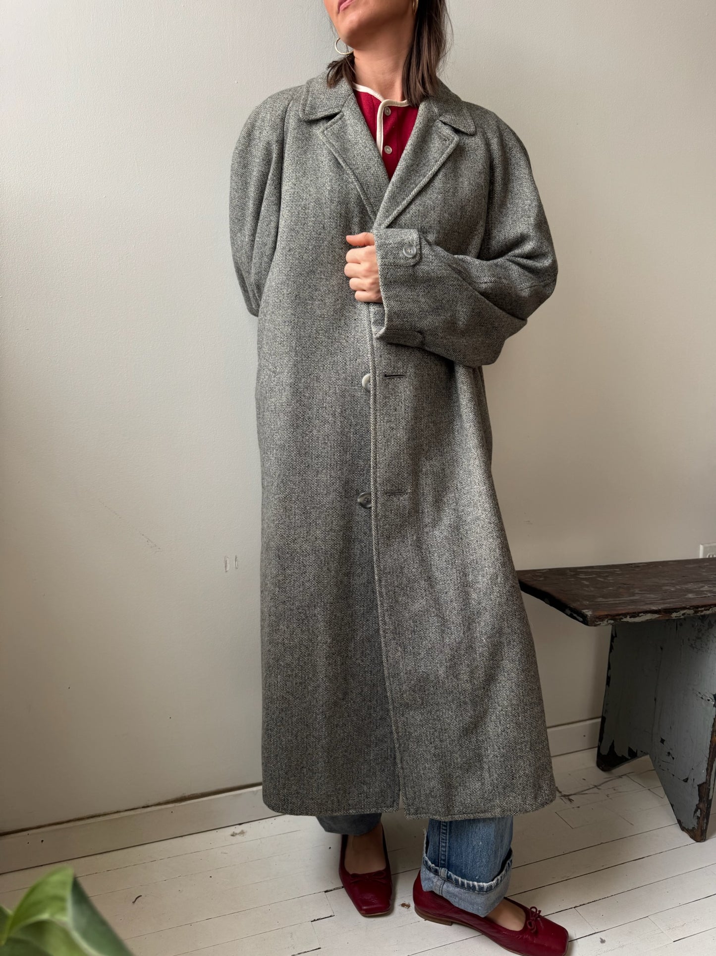 Salt and Pepper Wool Trenchcoat