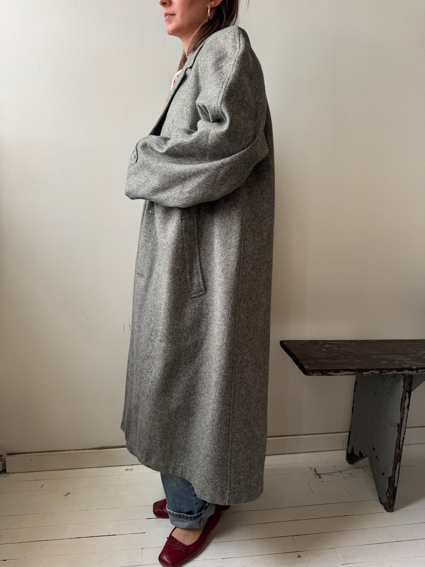 Salt and Pepper Wool Trenchcoat