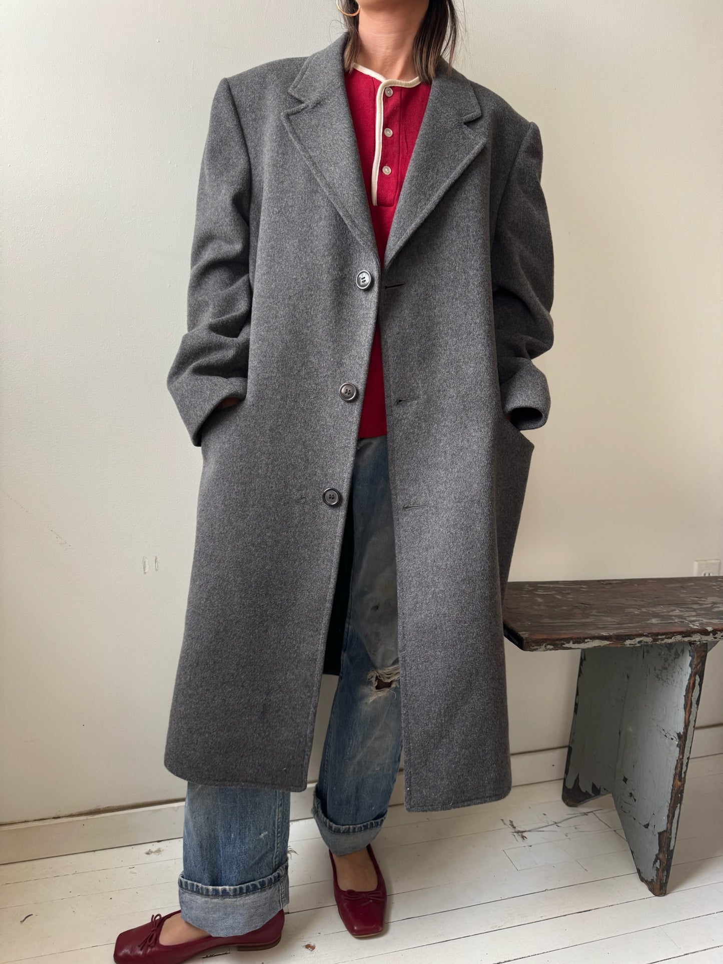 Grey Wool Trench Coat