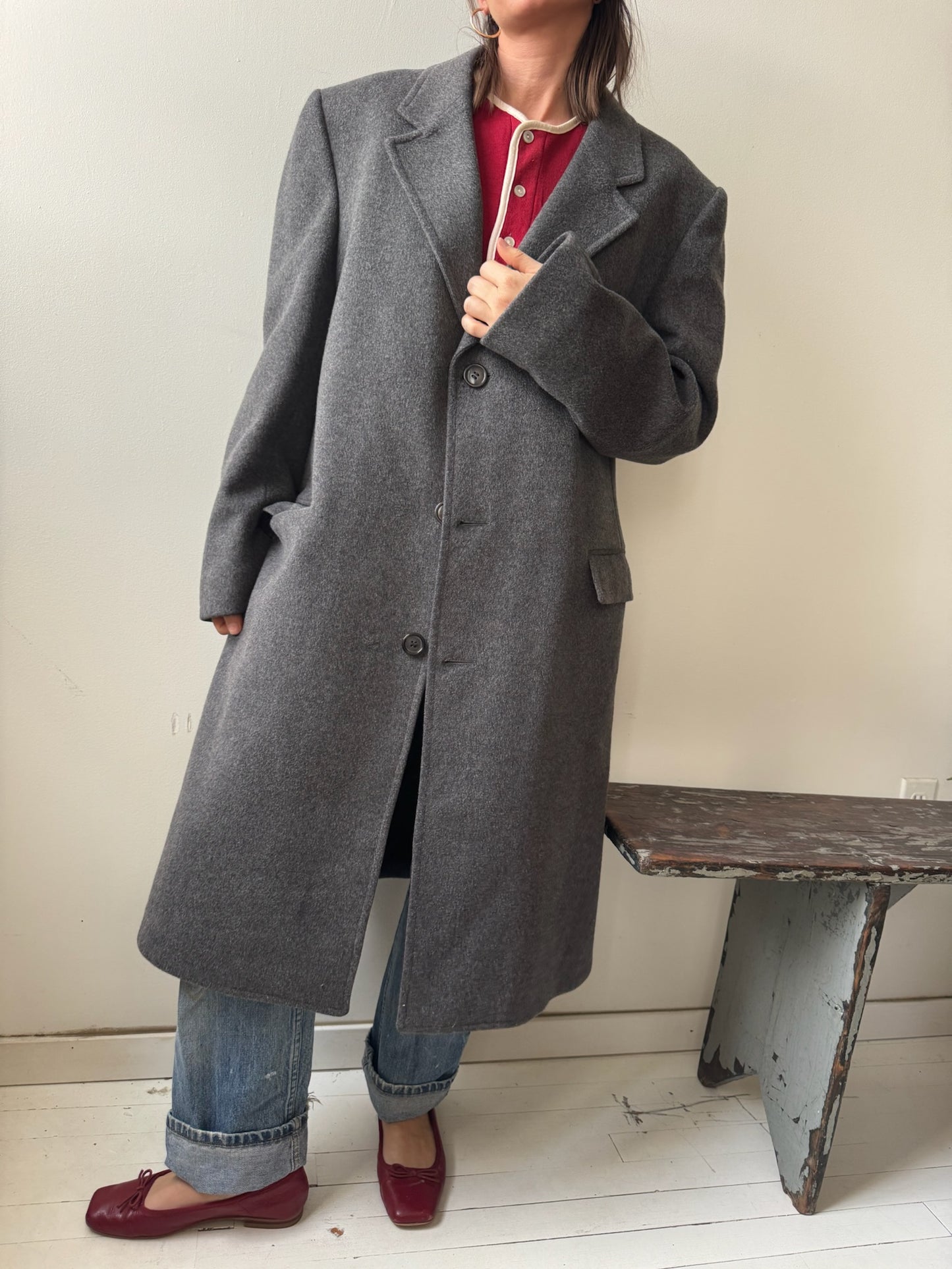 Grey Wool Trench Coat
