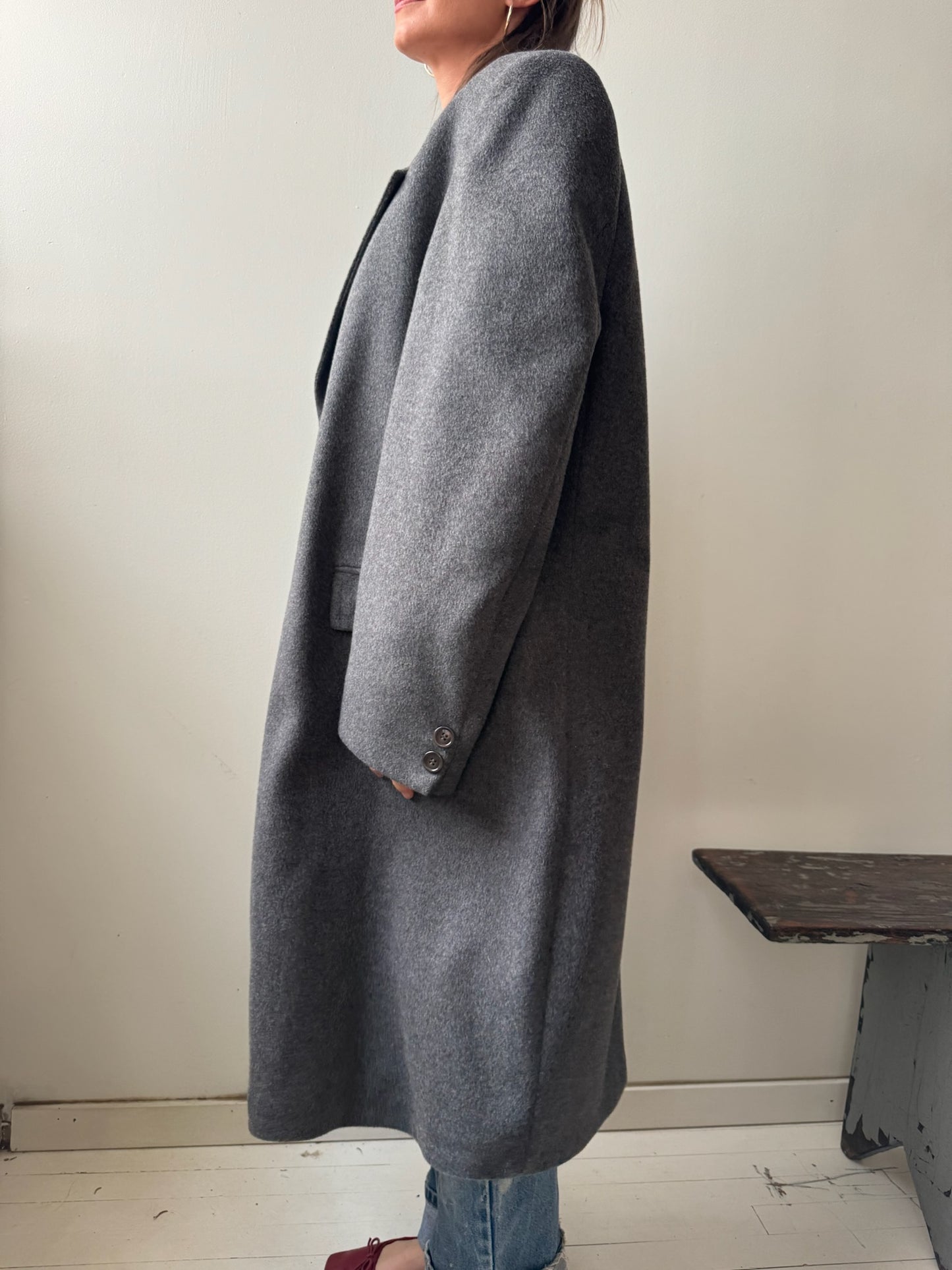 Grey Wool Trench Coat