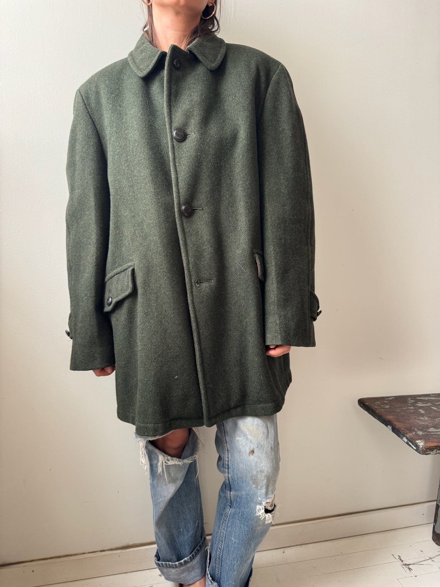 Dark Green Wool Peacoat