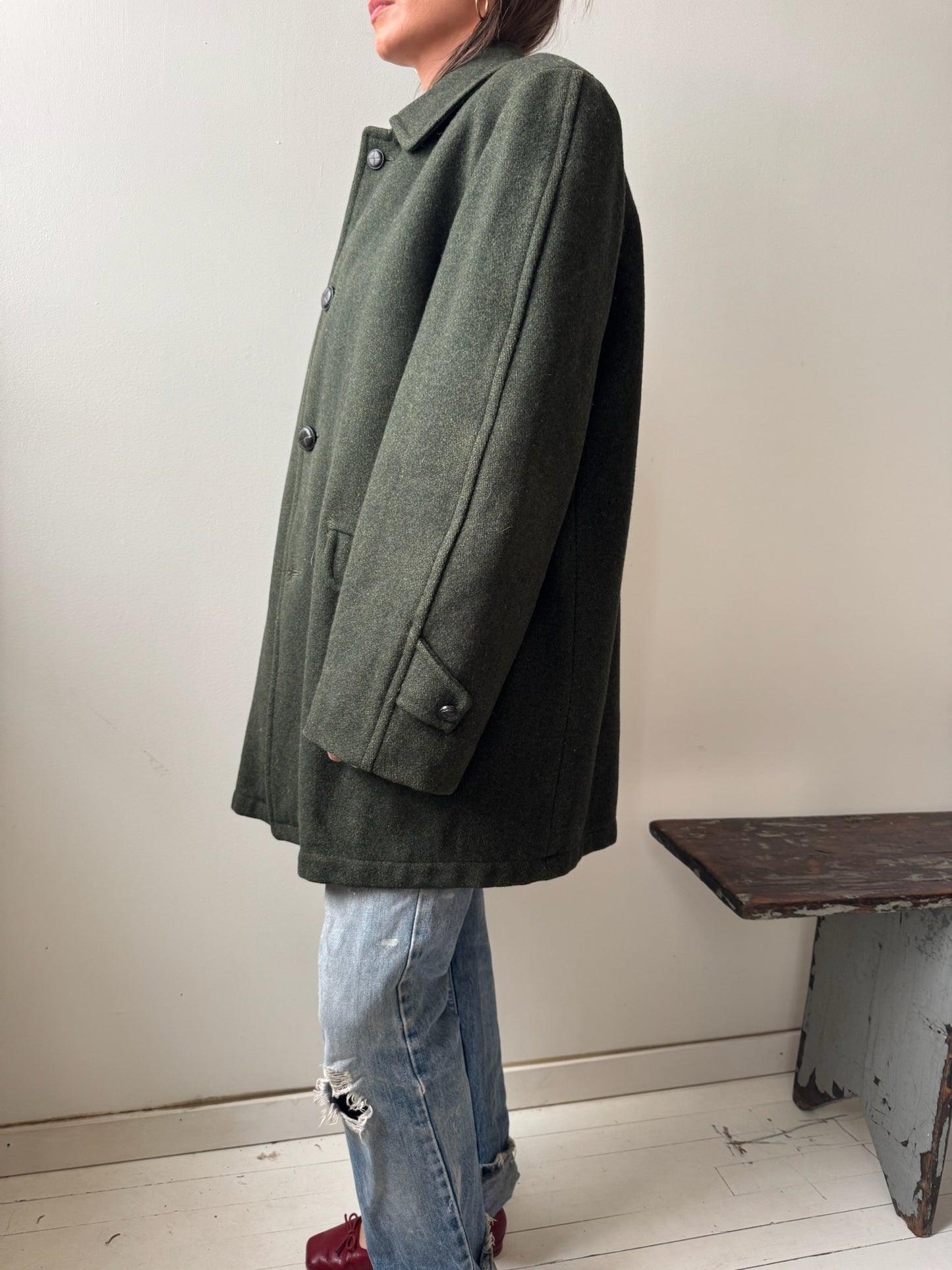 Dark Green Wool Peacoat