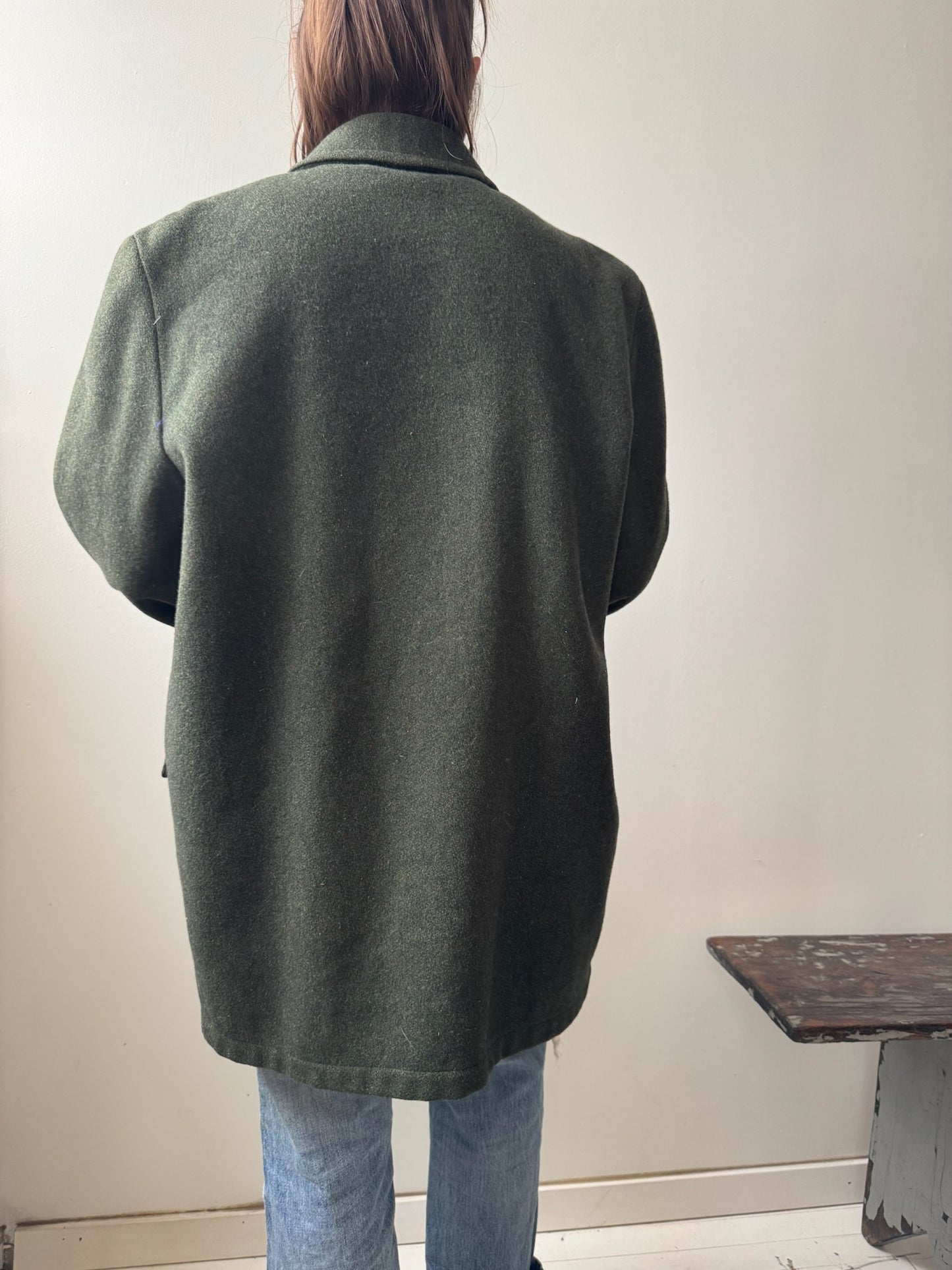 Dark Green Wool Peacoat