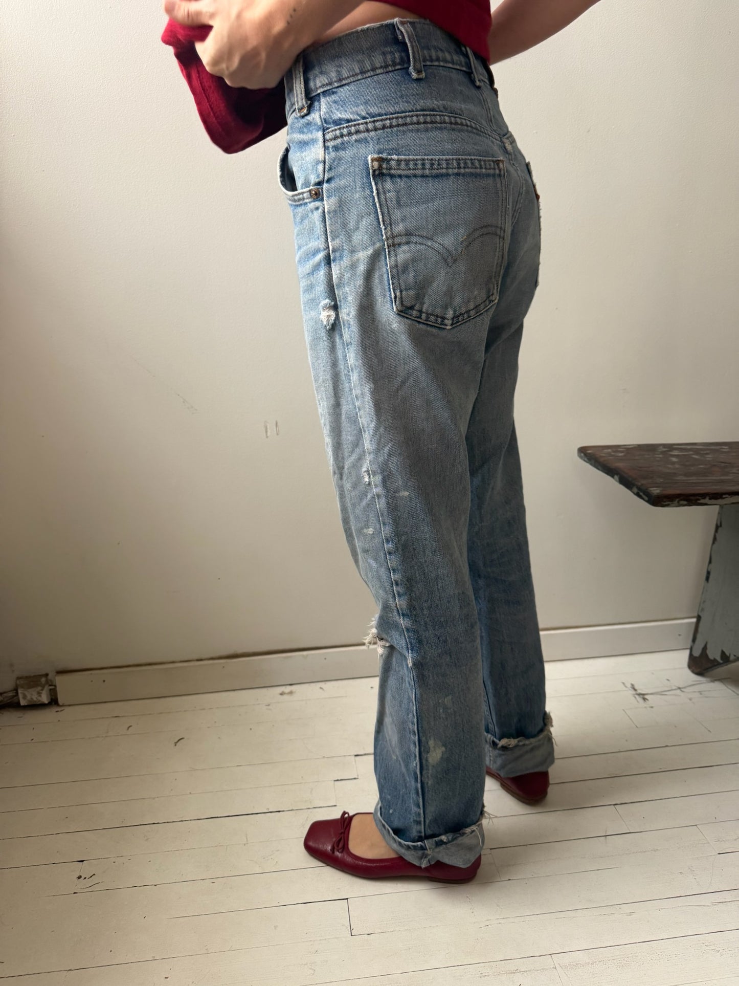 Distressed and Worn Orange Tab Levi’s