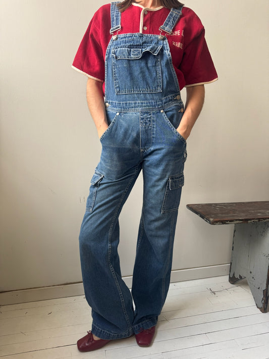 Darkwash Silvertab Flare Overalls