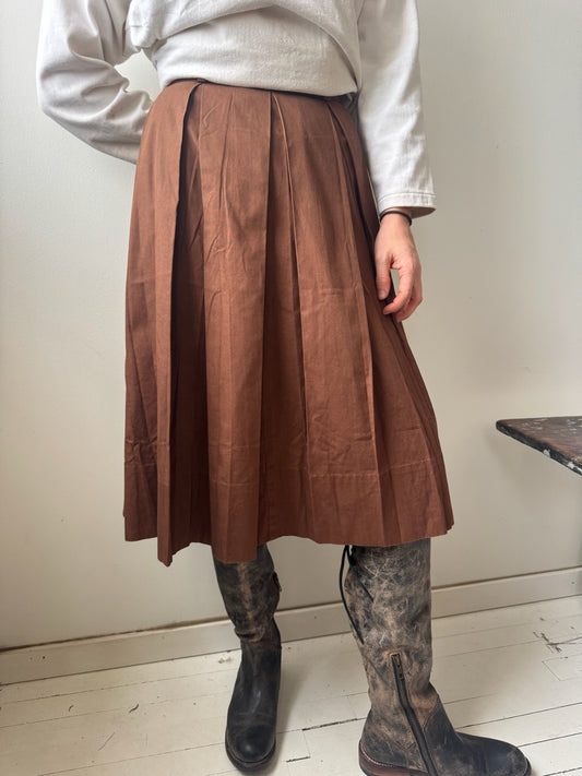 Brown Pleated Skirt