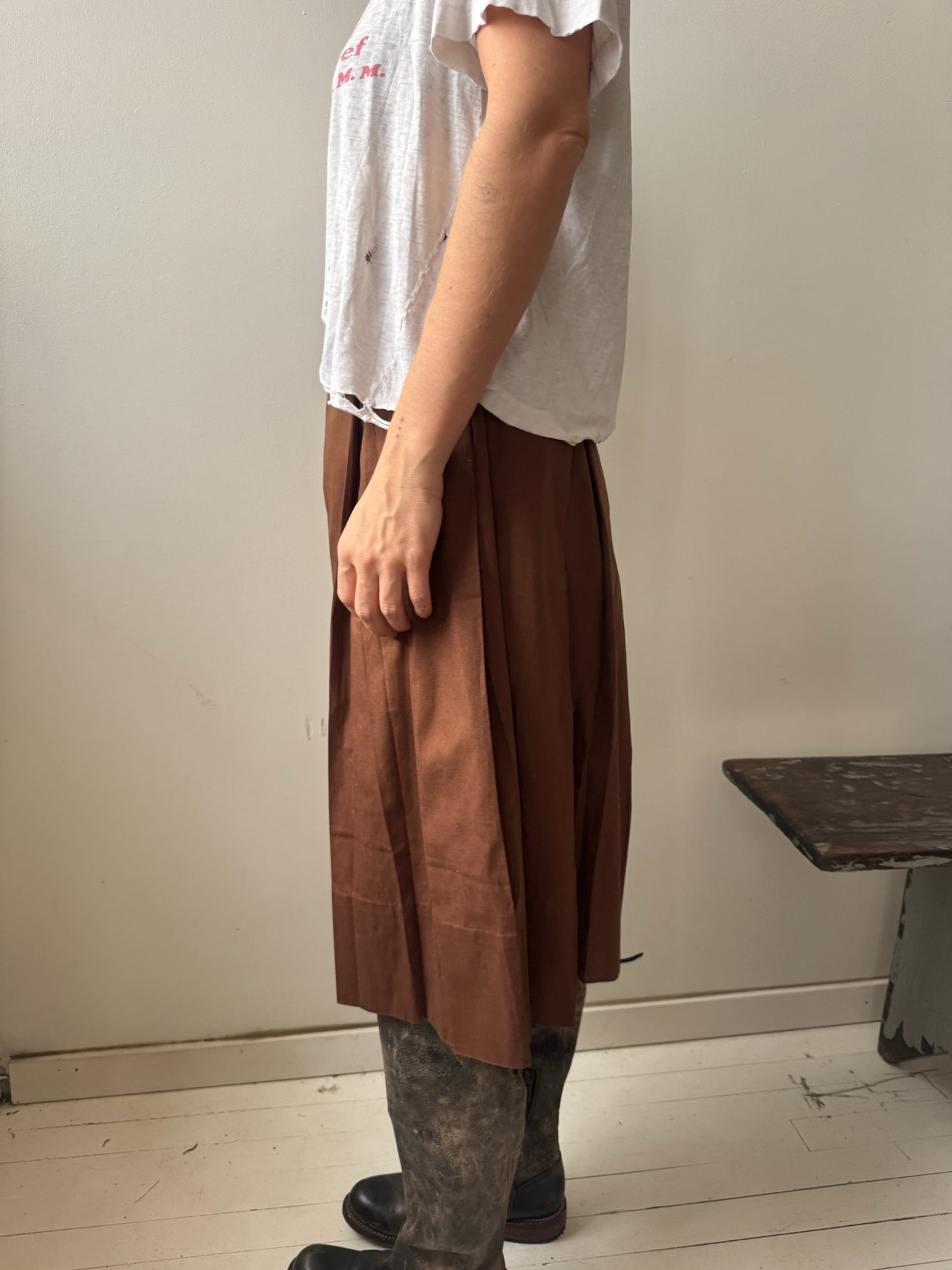 Brown Pleated Skirt