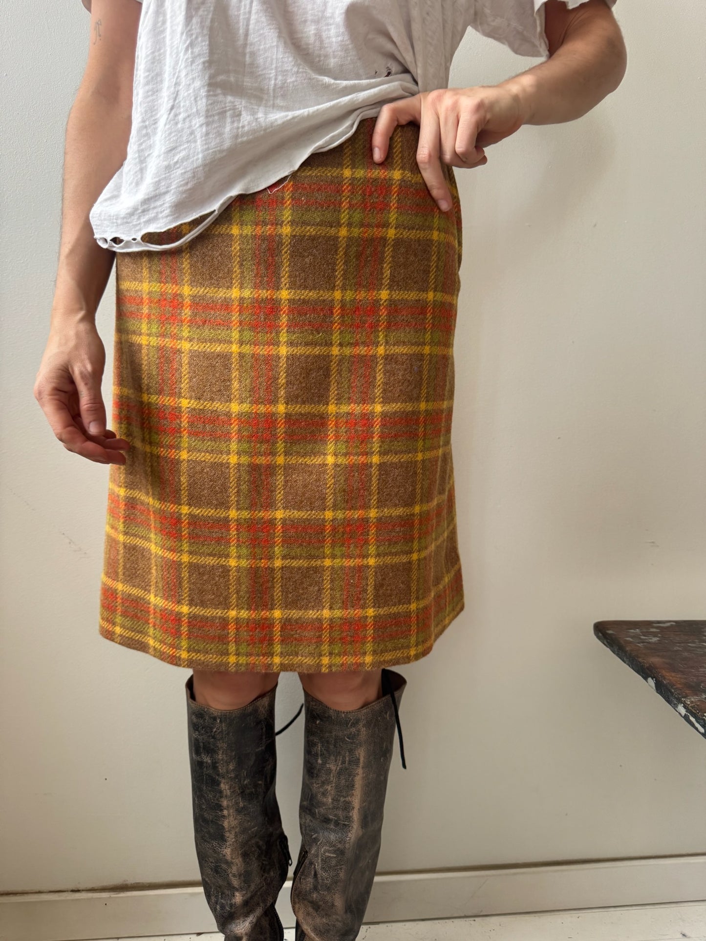 Wool Plaid Skirt