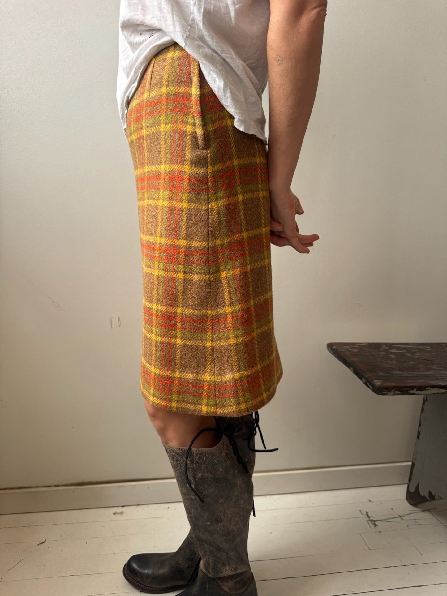 Wool Plaid Skirt