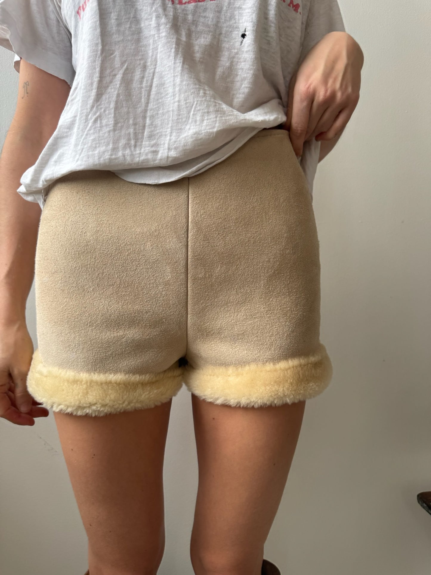 Shearling Micro Shorts