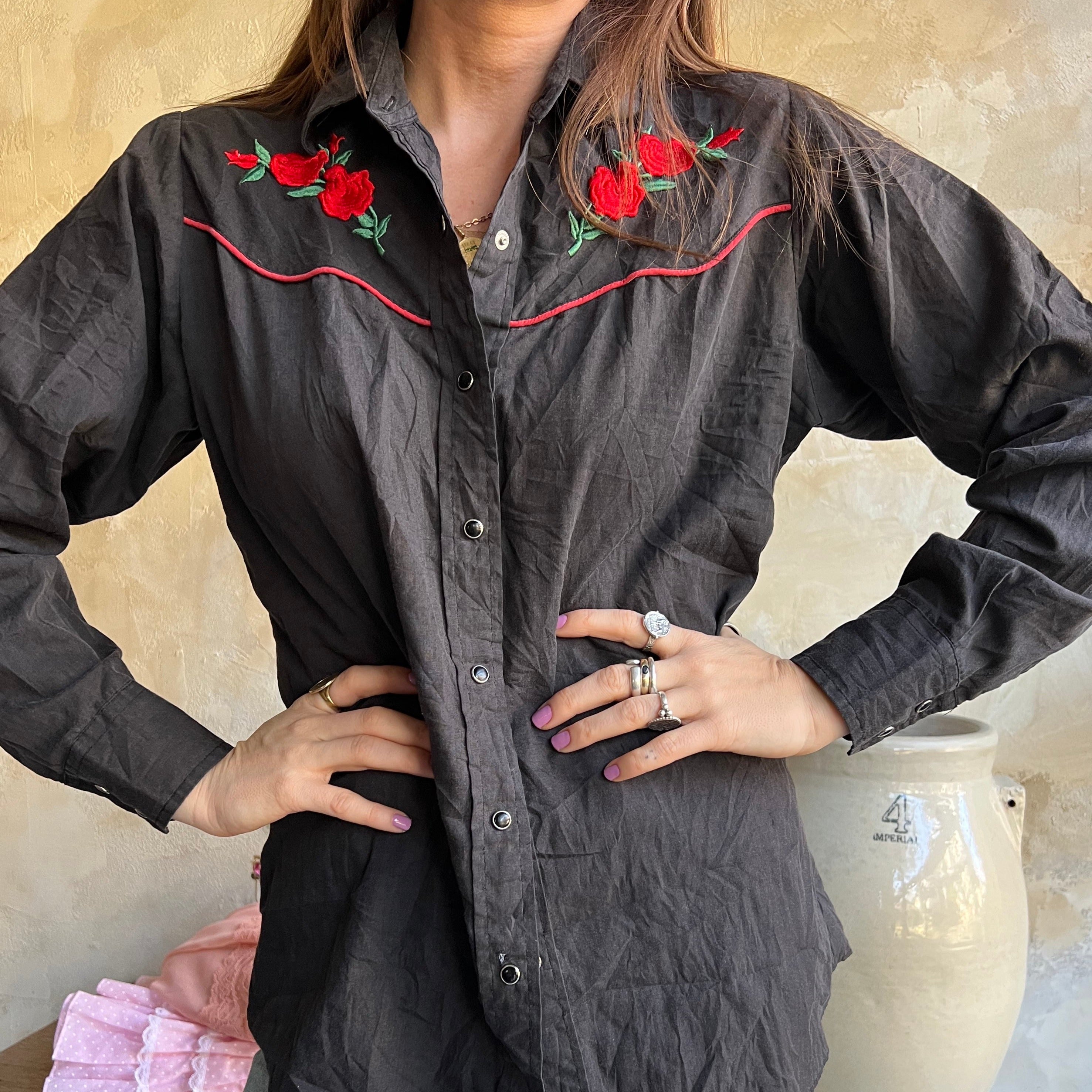 Red Roses Western Shirt