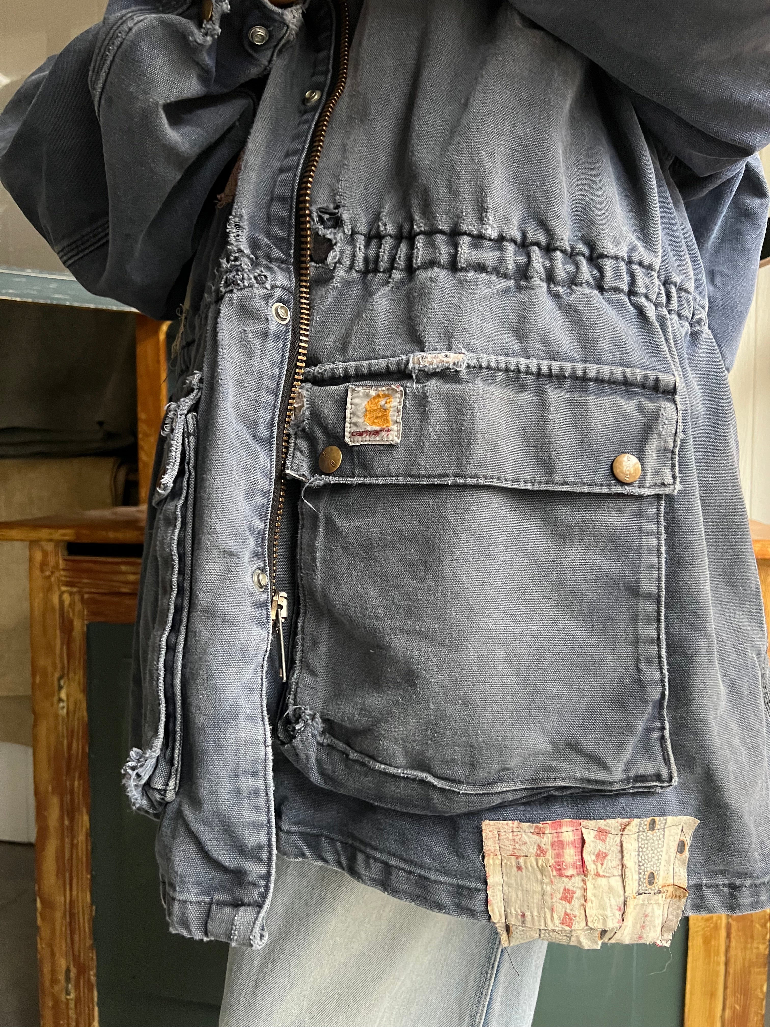 Reworked Faded Indigo Carhartt Jacket