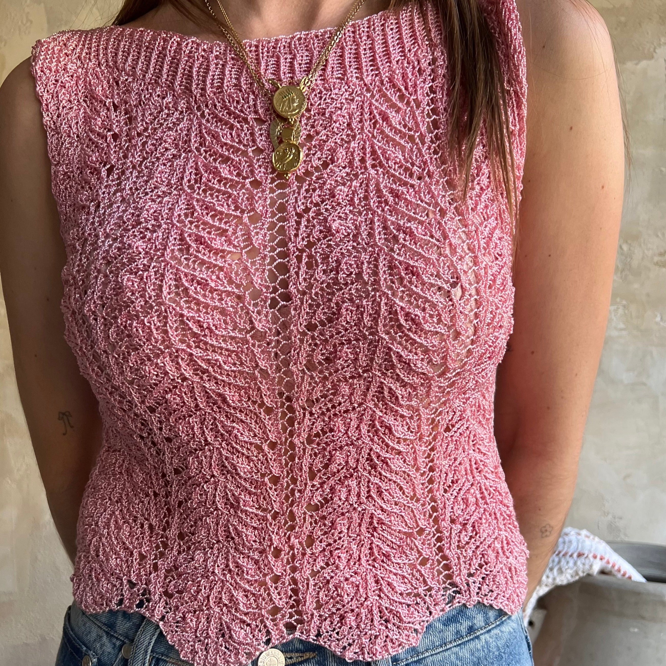 Pink Crochet Tank