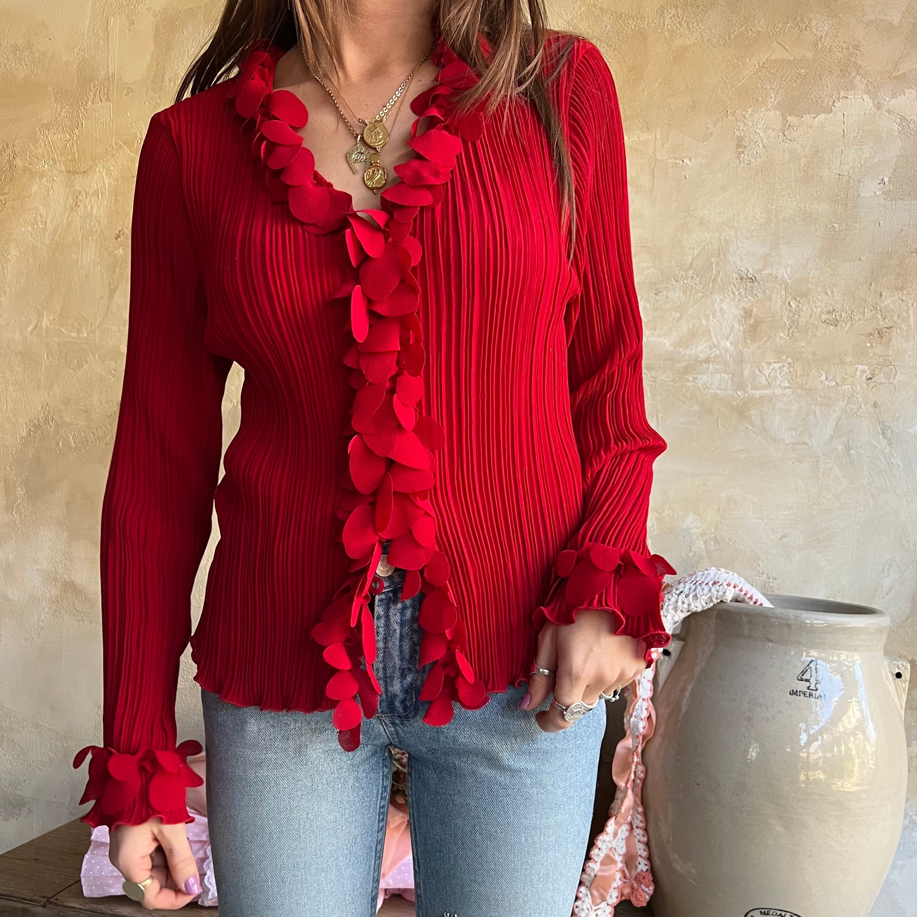 Red Flouncy Blouse