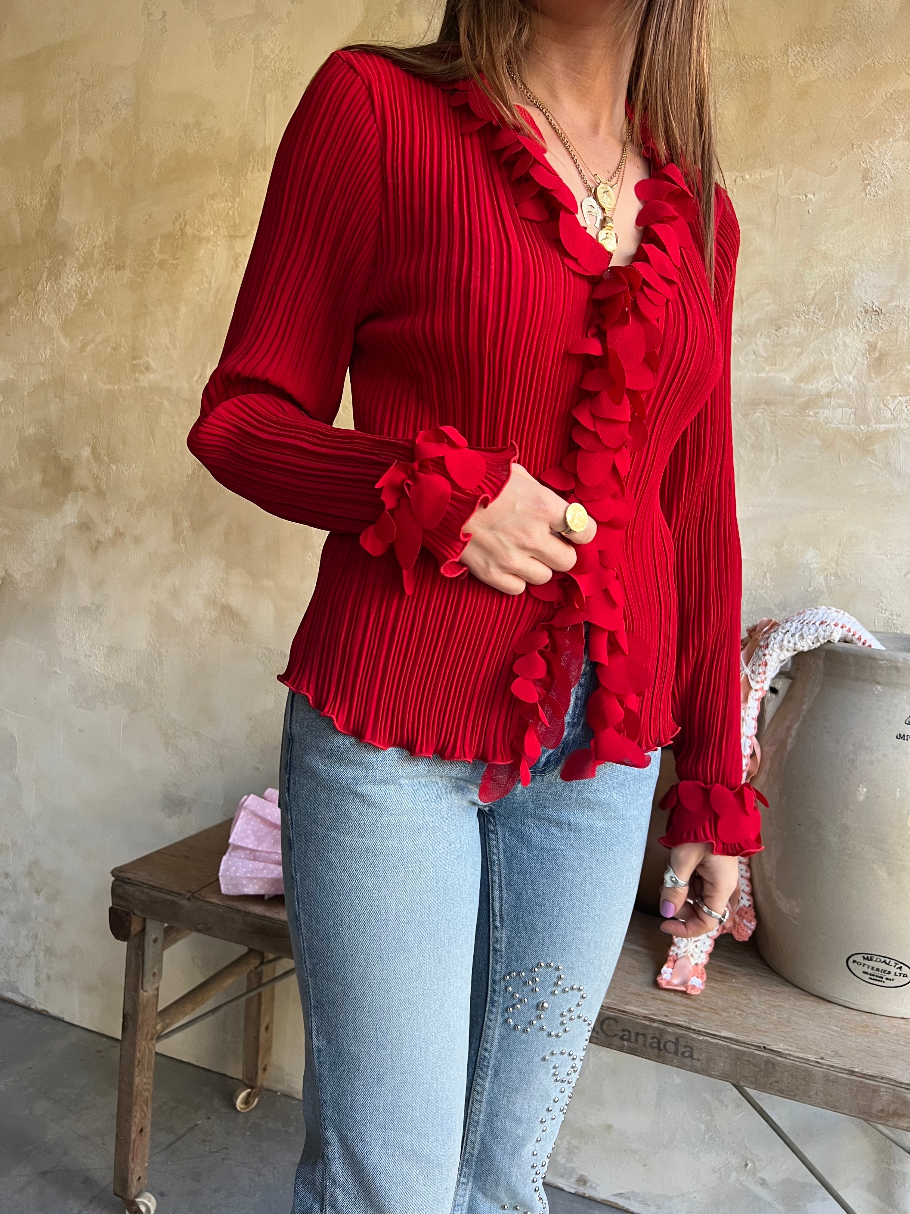 Red Flouncy Blouse