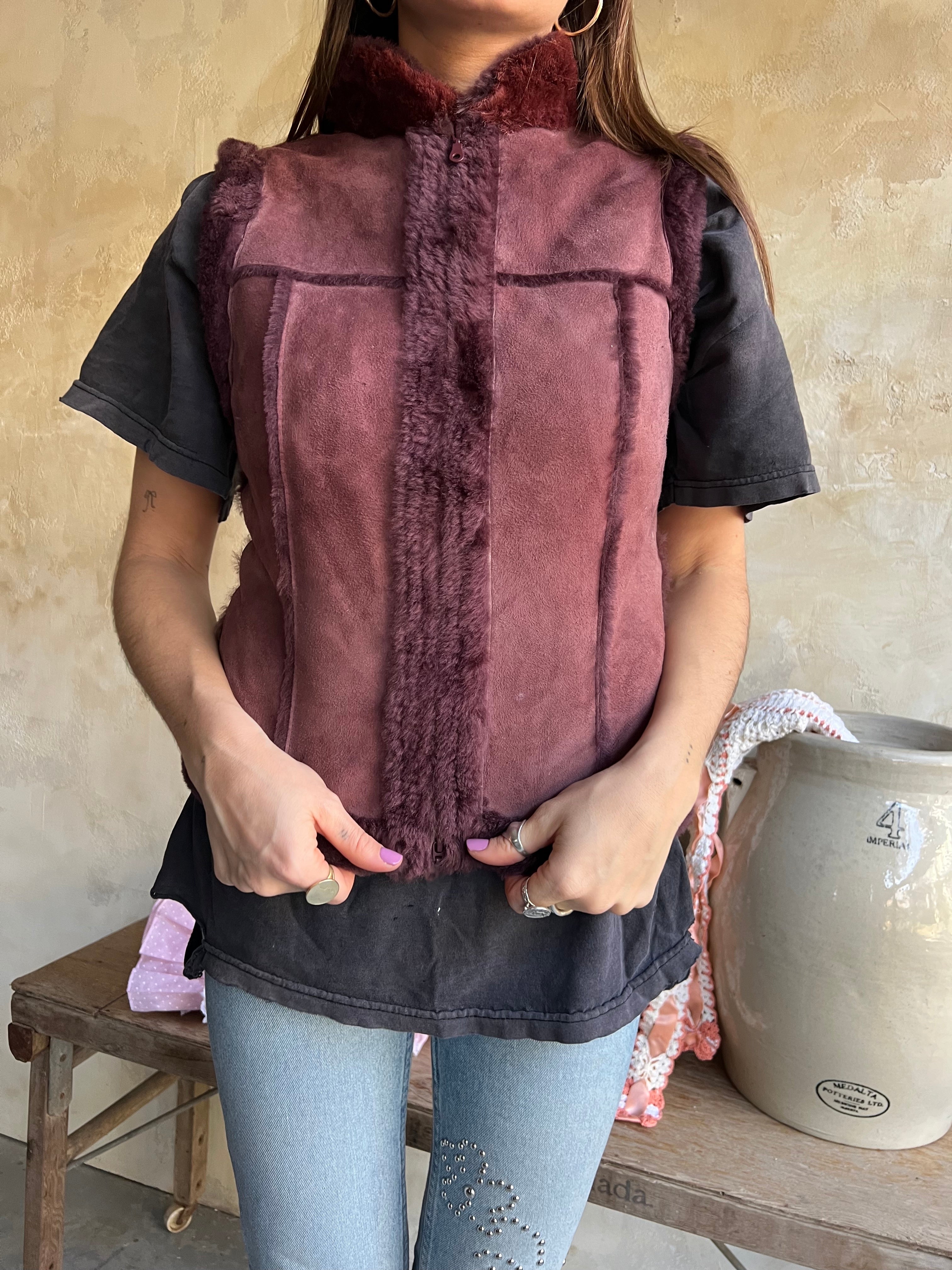 Danier Purple Shearling Vest