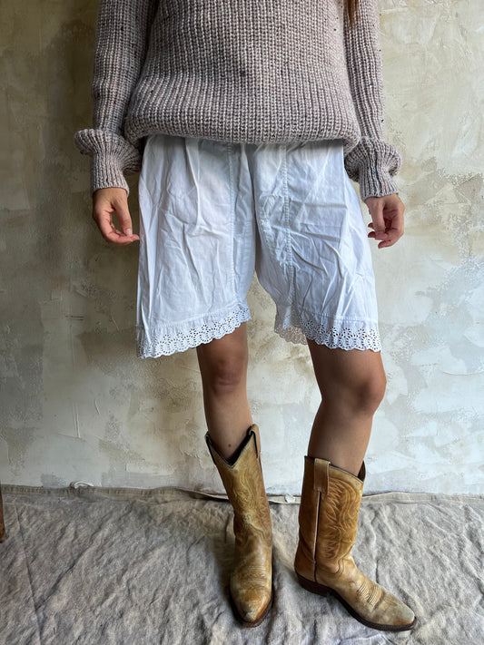 Antique Short White Cotton Bloomer