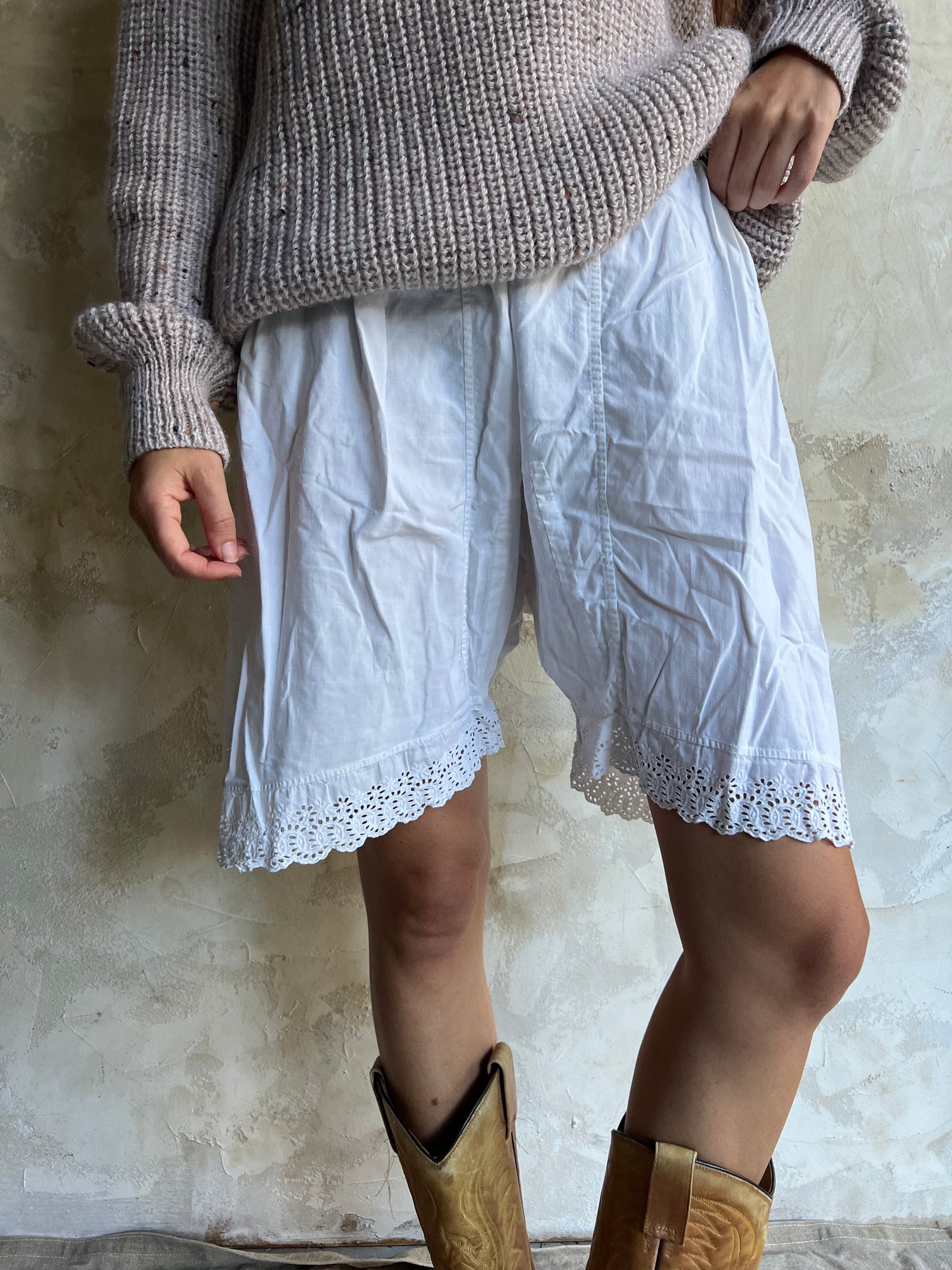 Antique Short White Cotton Bloomer
