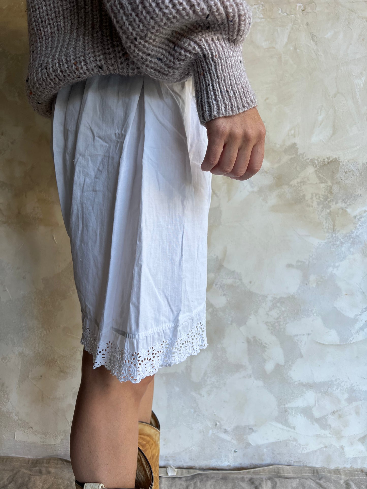 Antique Short White Cotton Bloomer